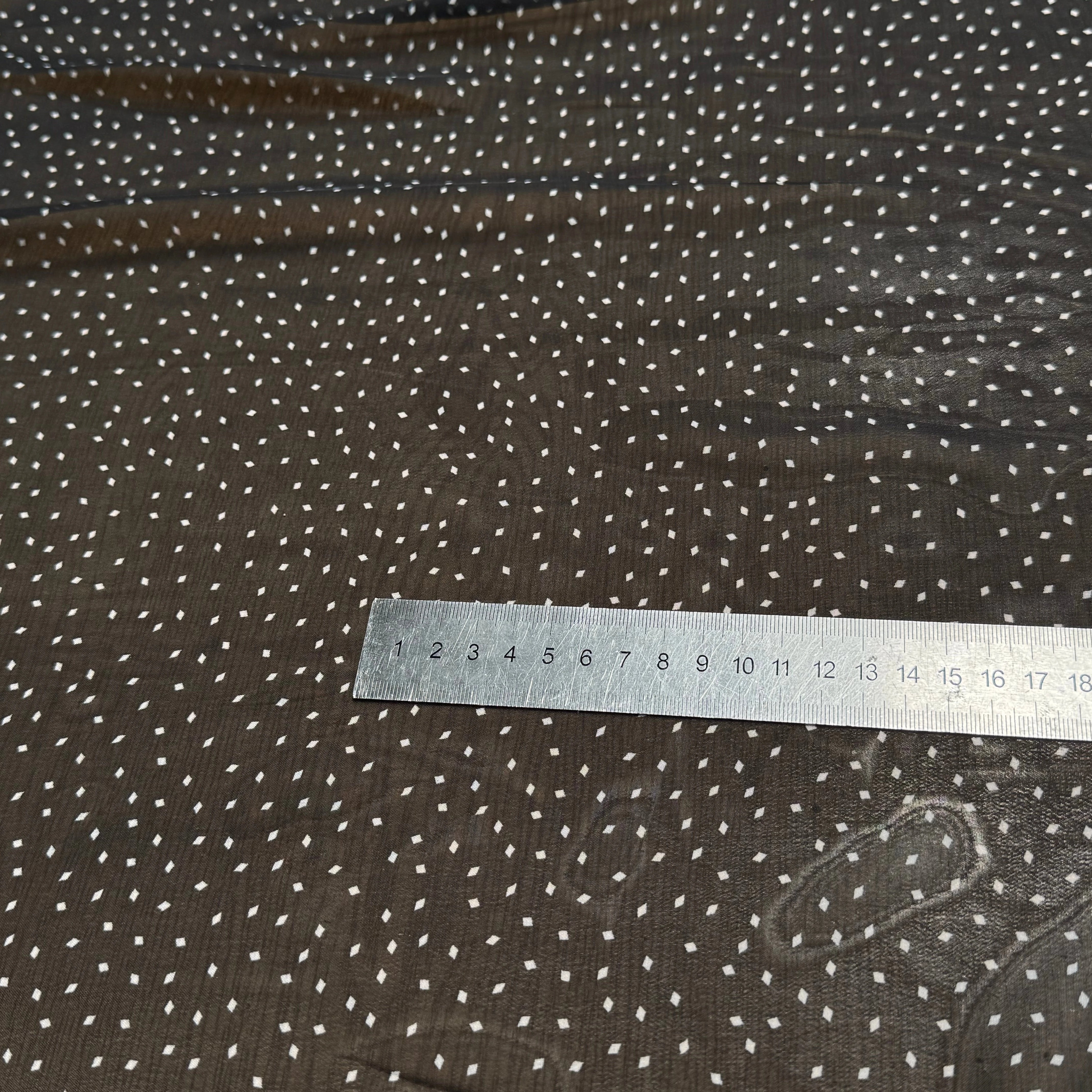 CHIFFON PRINTED POIS MINI LOSANGES FOND NOIR - My Little Coupon
