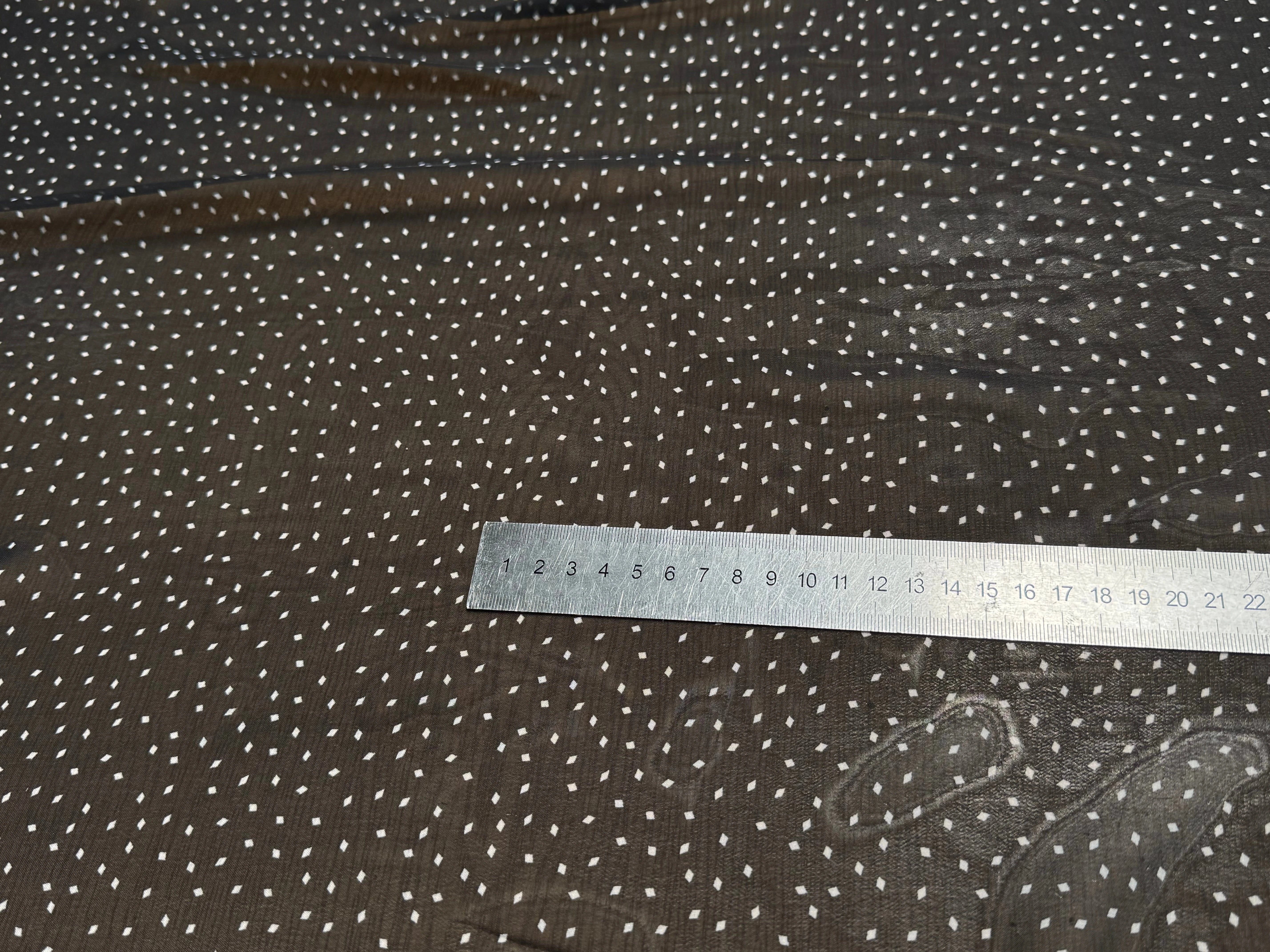 CHIFFON PRINTED POIS MINI LOSANGES FOND NOIR - My Little Coupon