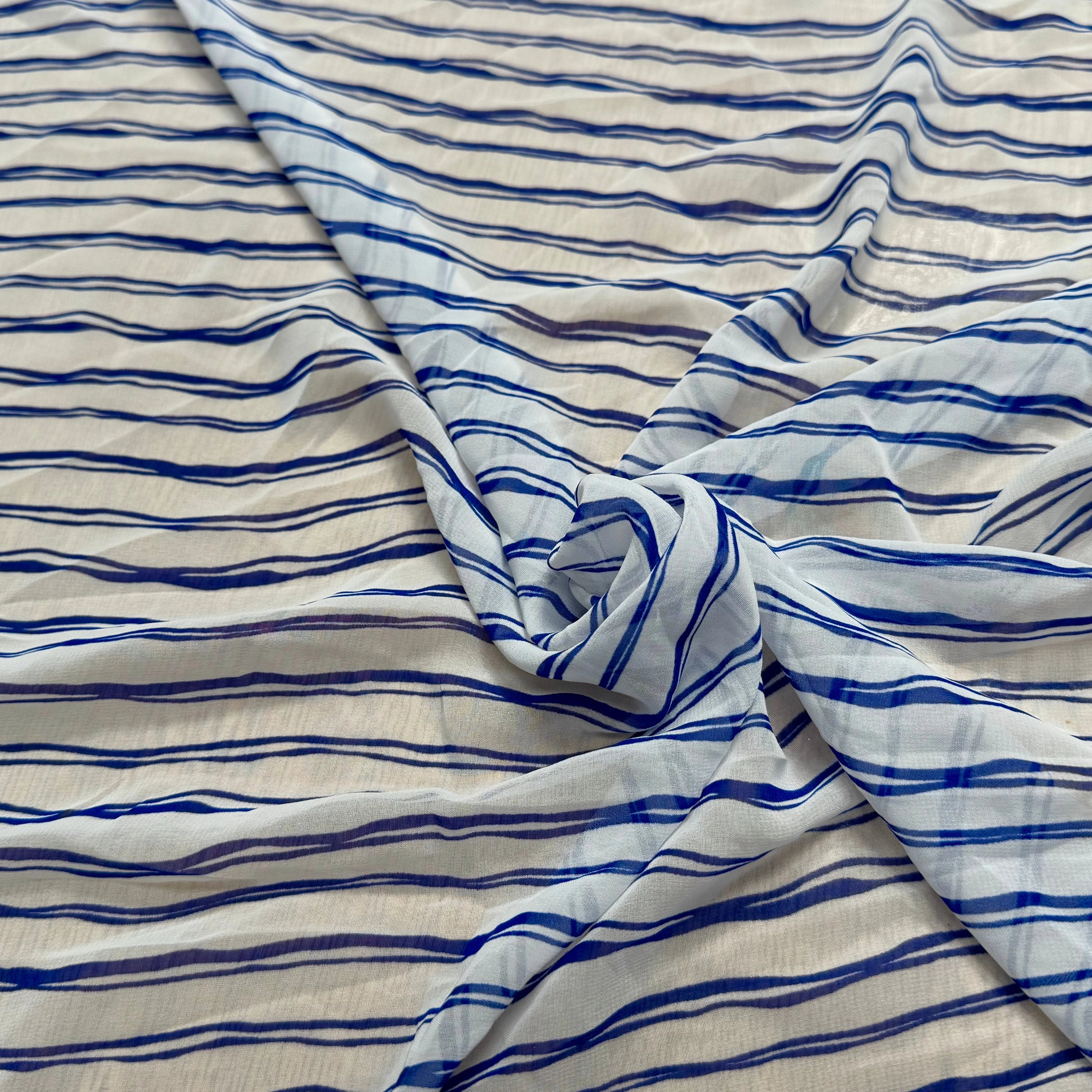 CHIFFON PRINTED RAYURES CROISÉES BLEUES - My Little Coupon