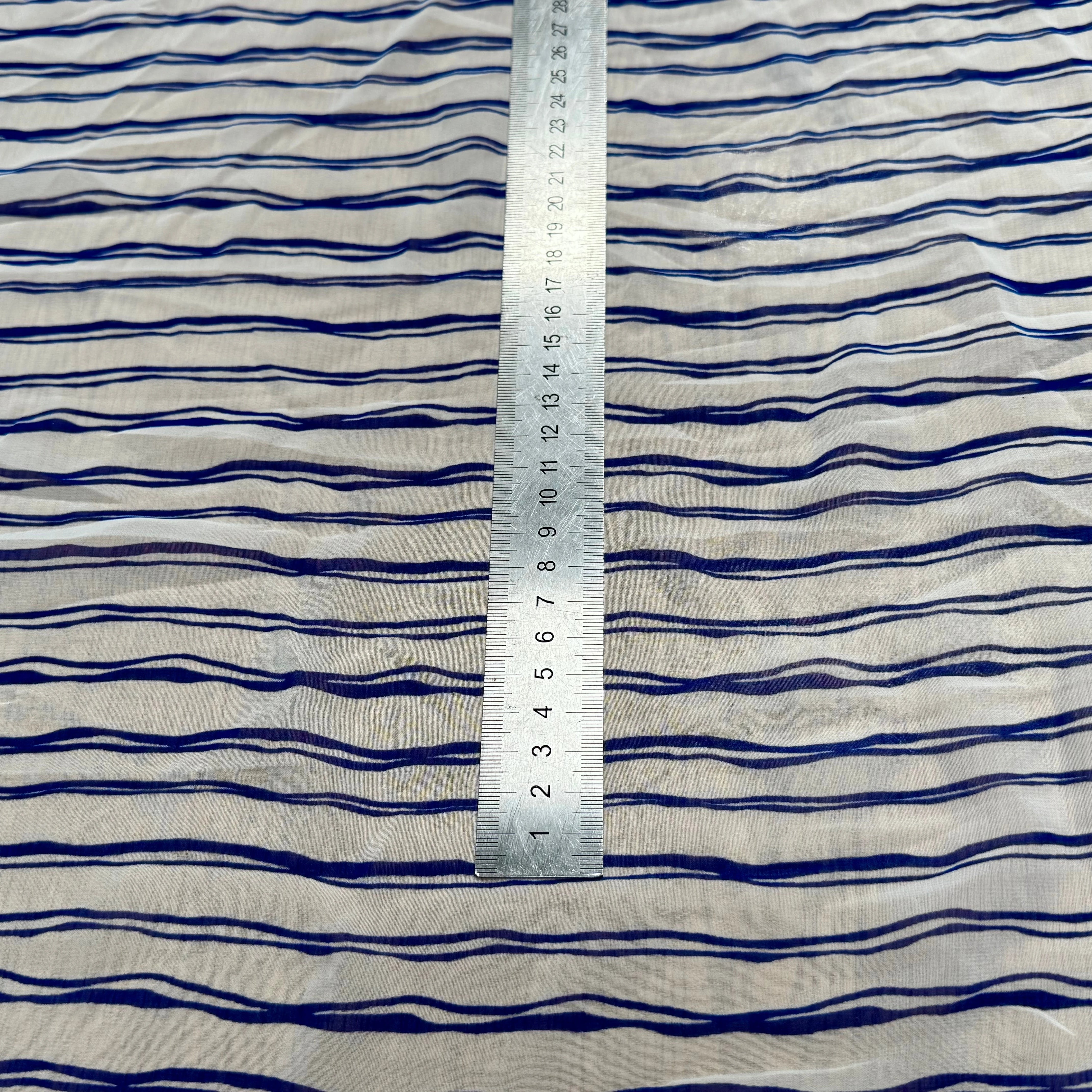 CHIFFON PRINTED RAYURES CROISÉES BLEUES - My Little Coupon