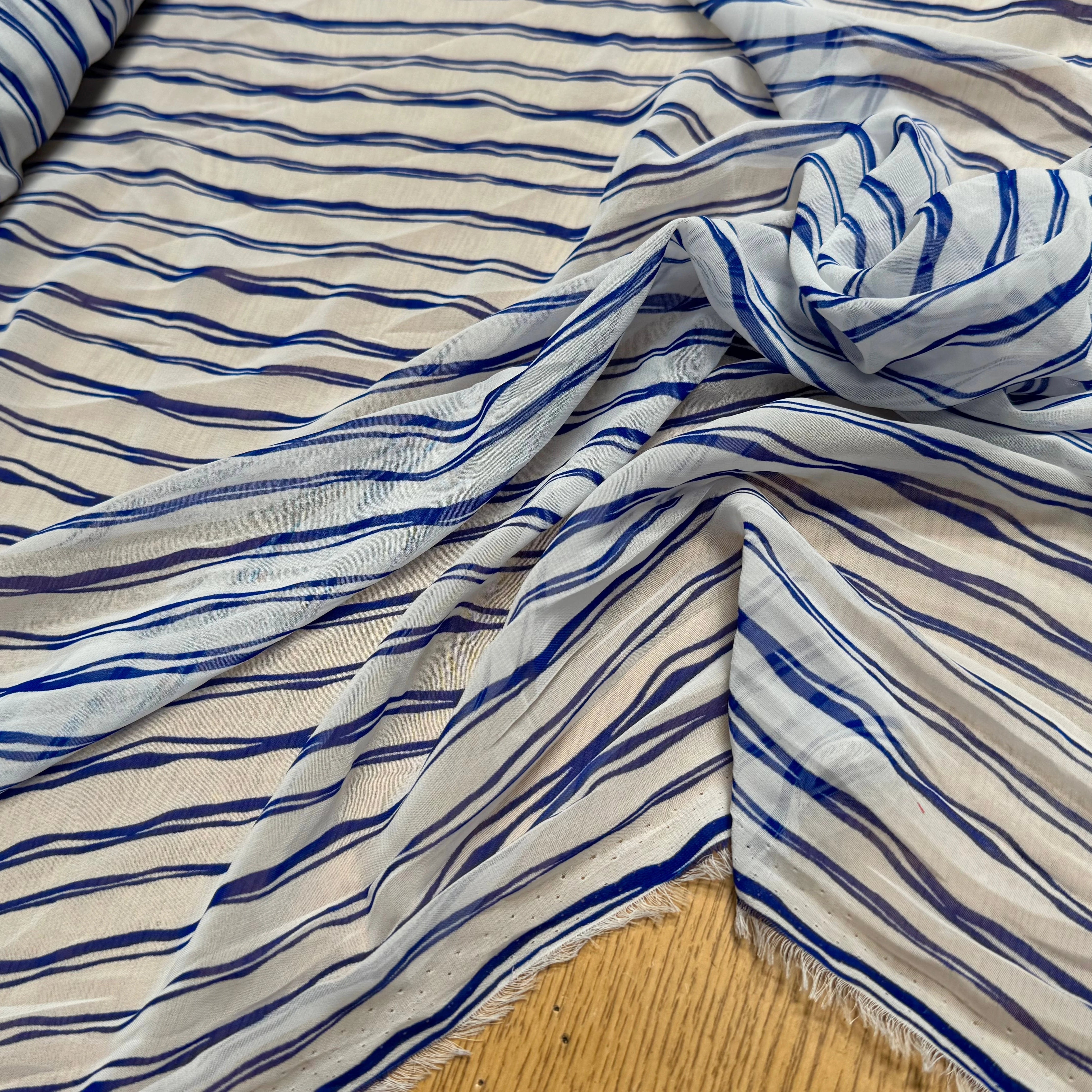 CHIFFON PRINTED RAYURES CROISÉES BLEUES - My Little Coupon