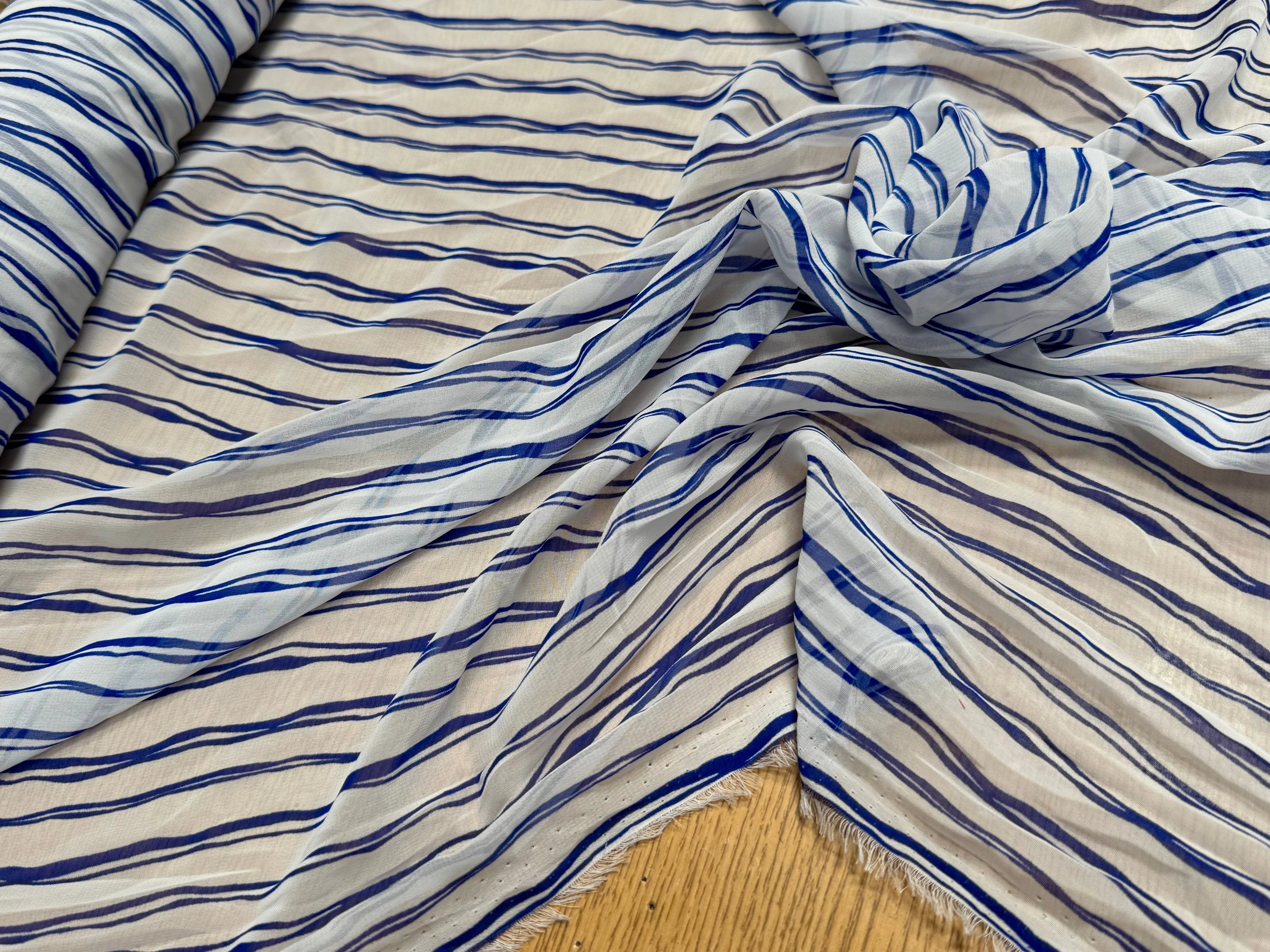 CHIFFON PRINTED RAYURES CROISÉES BLEUES - My Little Coupon