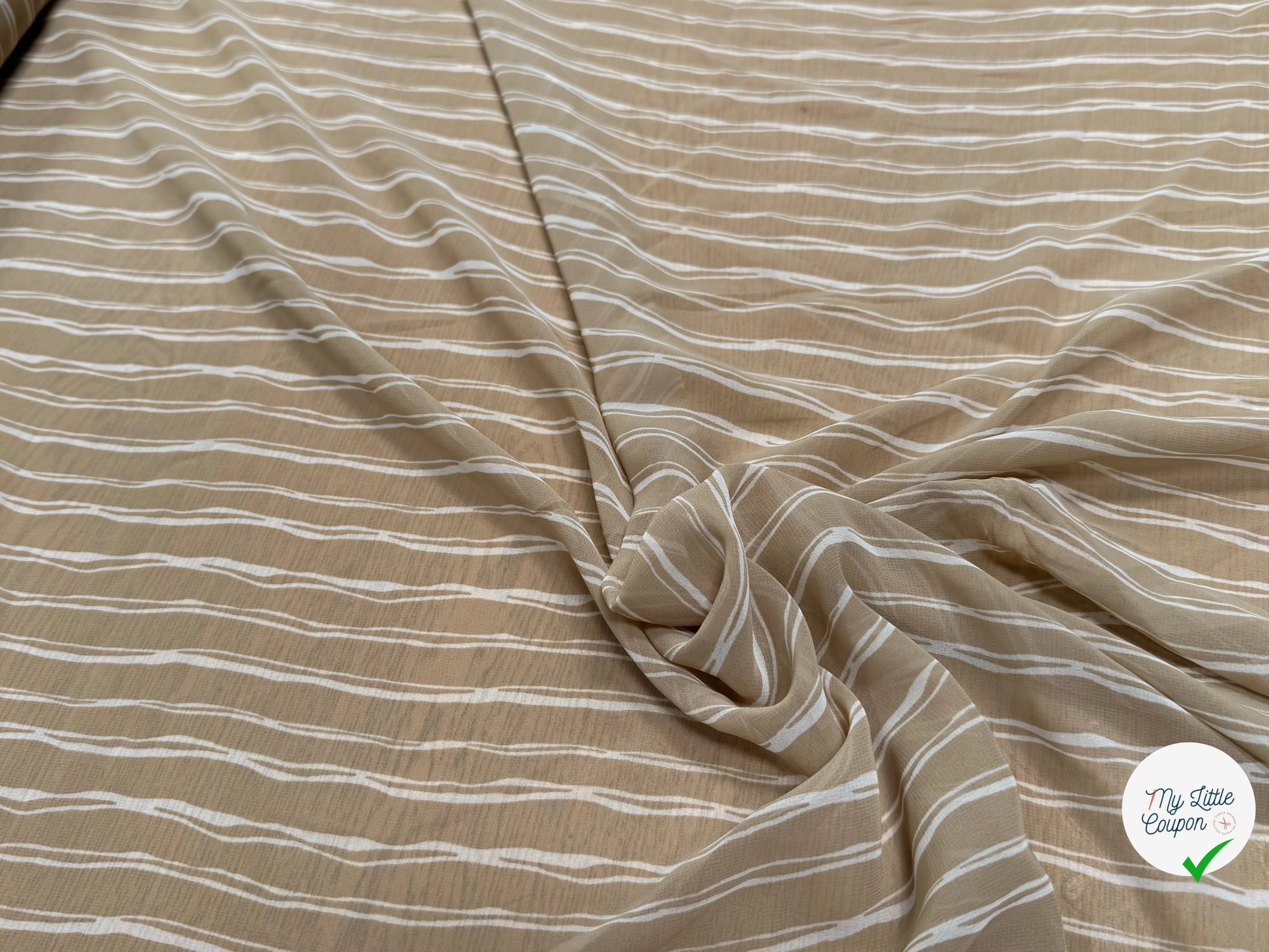 CHIFFON PRINTED RAYURES CROISÉES CAFÉ AU LAIT - My Little Coupon