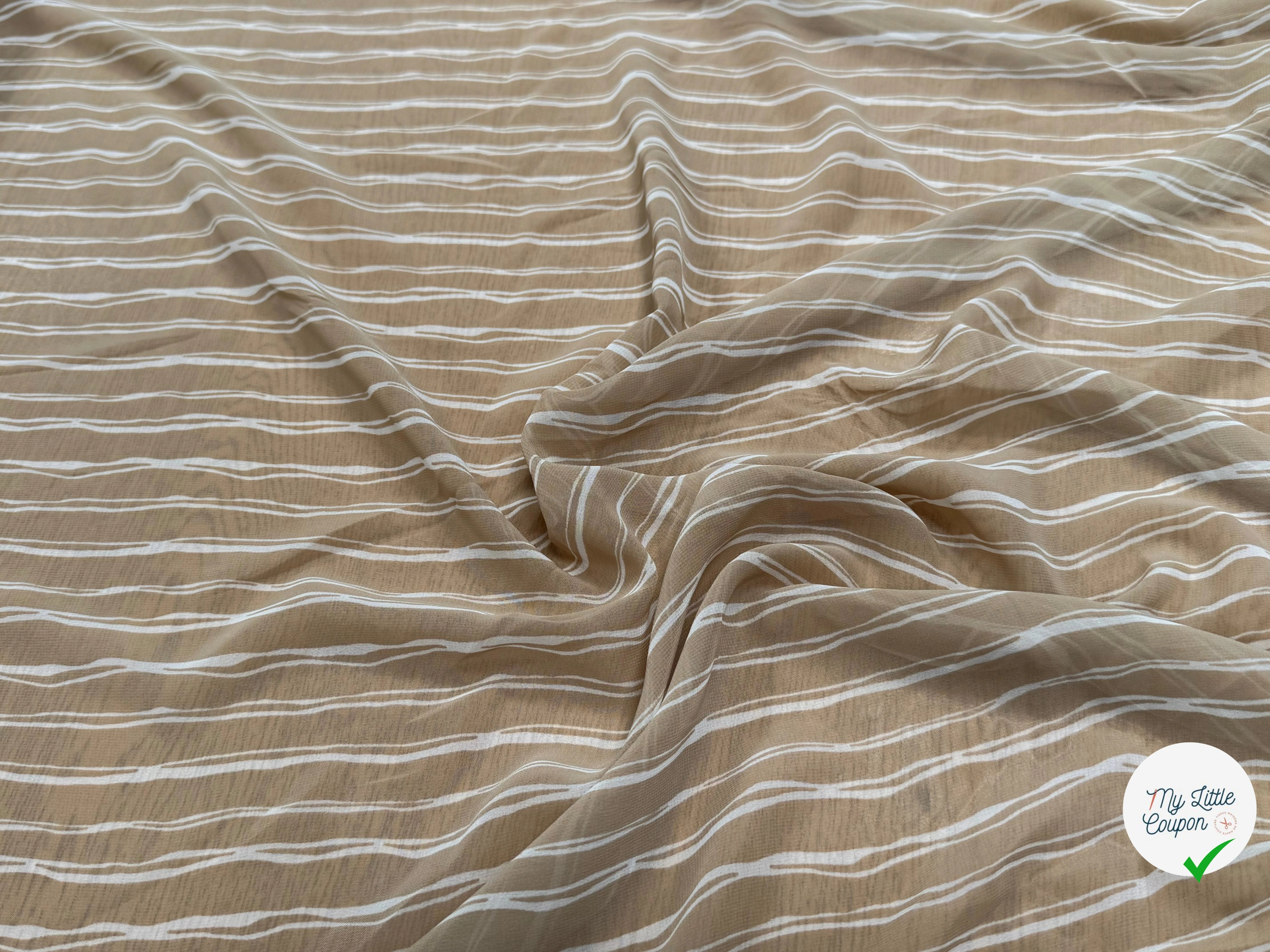 CHIFFON PRINTED RAYURES CROISÉES CAFÉ AU LAIT - My Little Coupon