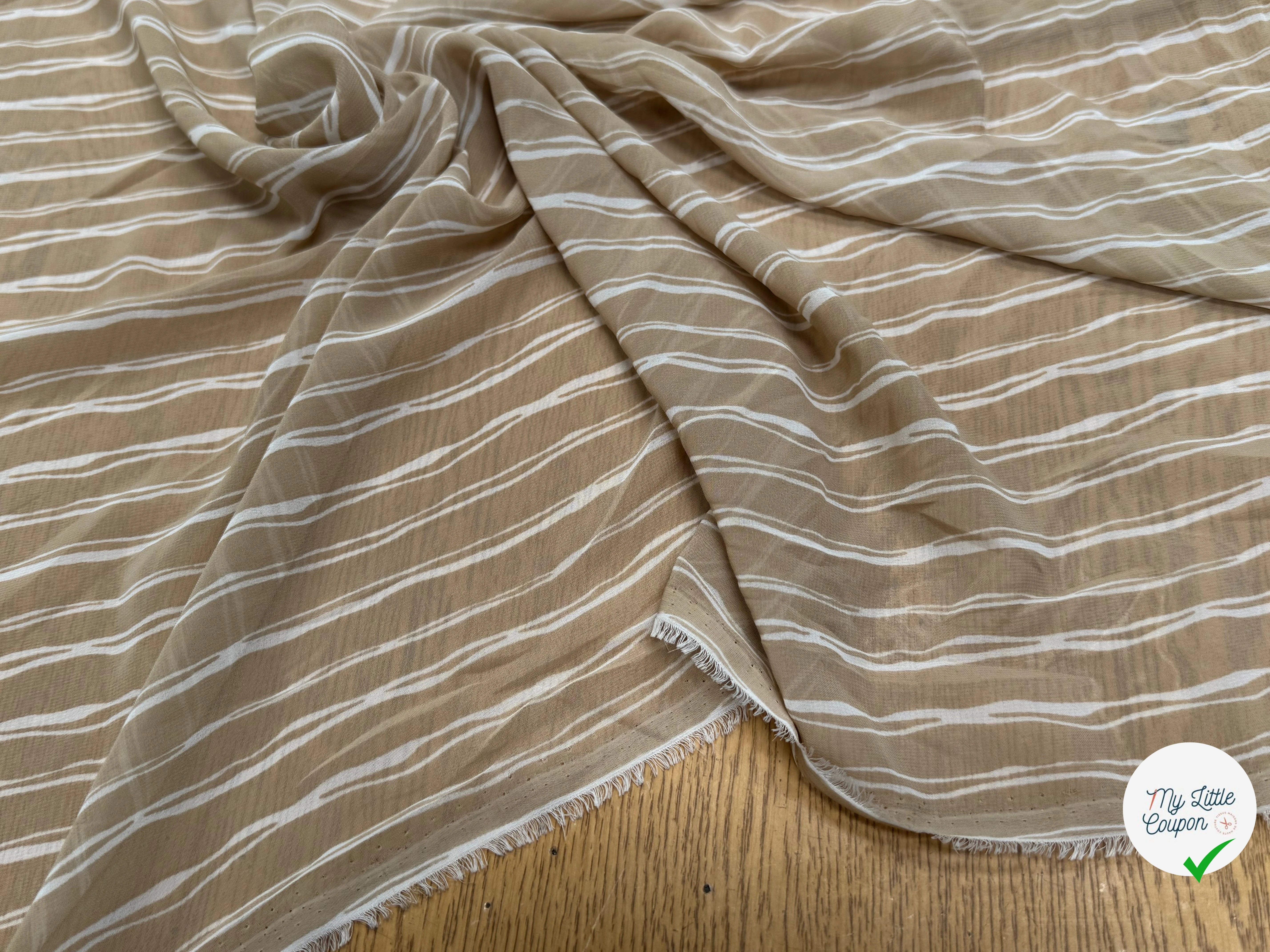 CHIFFON PRINTED RAYURES CROISÉES CAFÉ AU LAIT - My Little Coupon