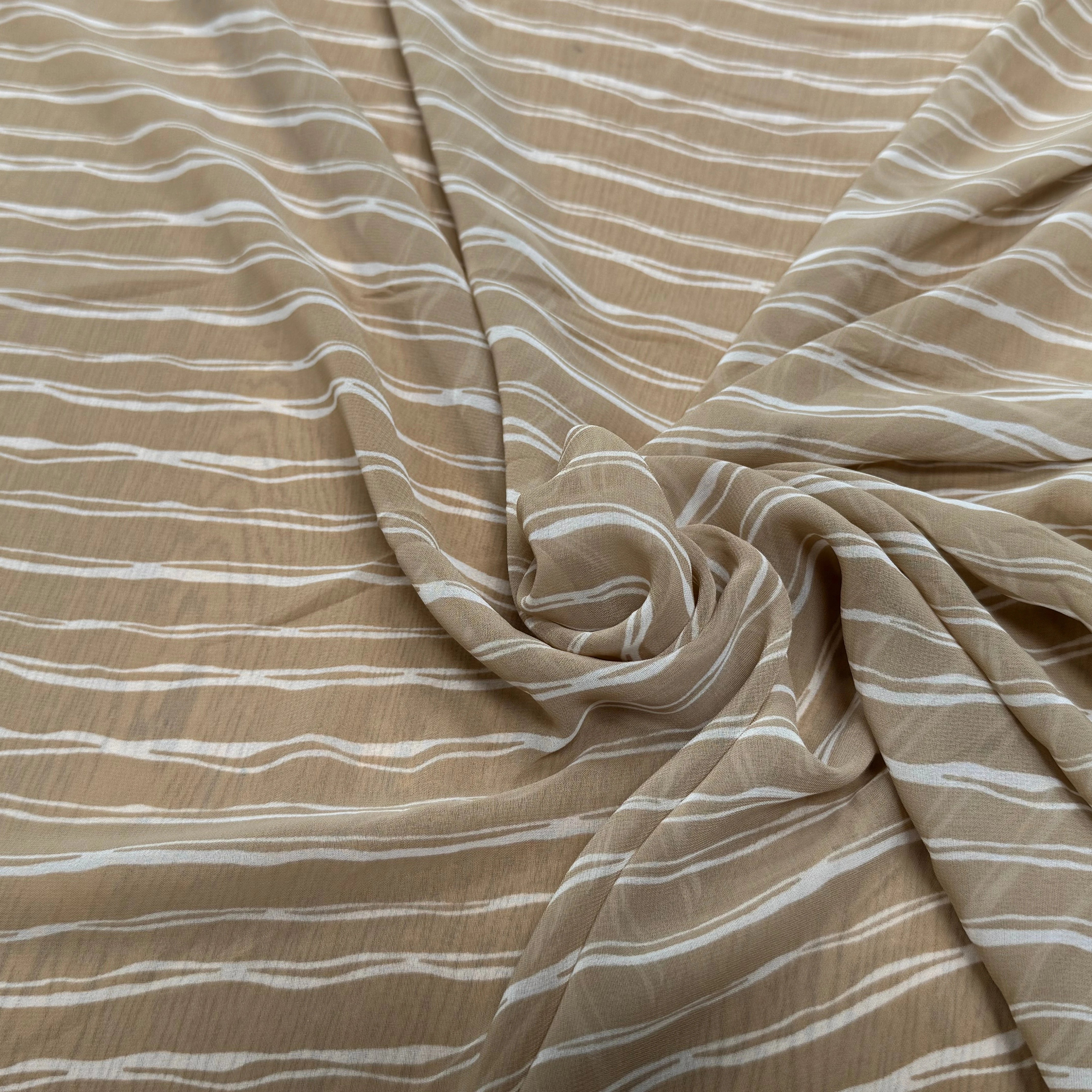 CHIFFON PRINTED RAYURES CROISÉES CAFÉ AU LAIT - My Little Coupon