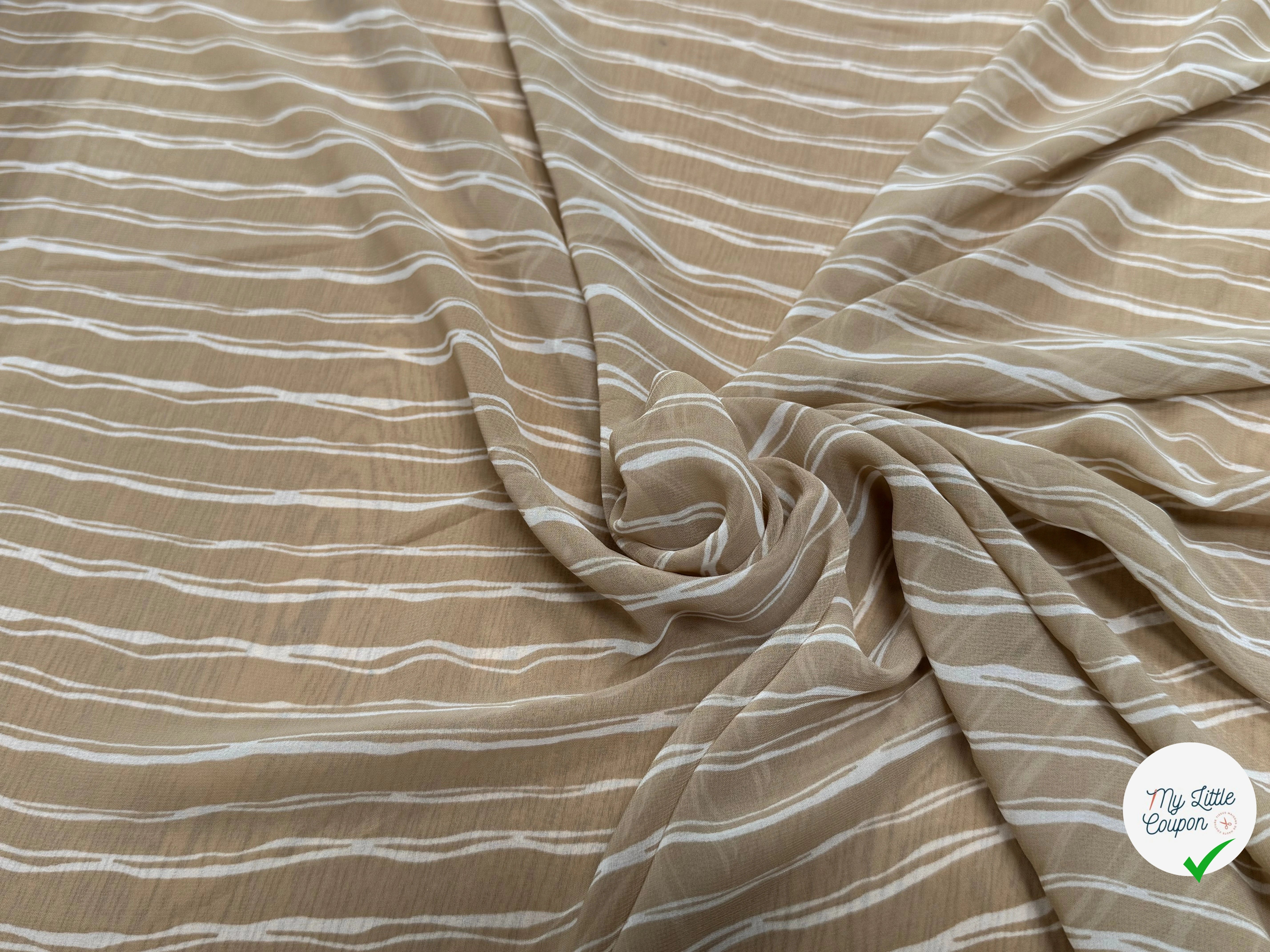 CHIFFON PRINTED RAYURES CROISÉES CAFÉ AU LAIT - My Little Coupon