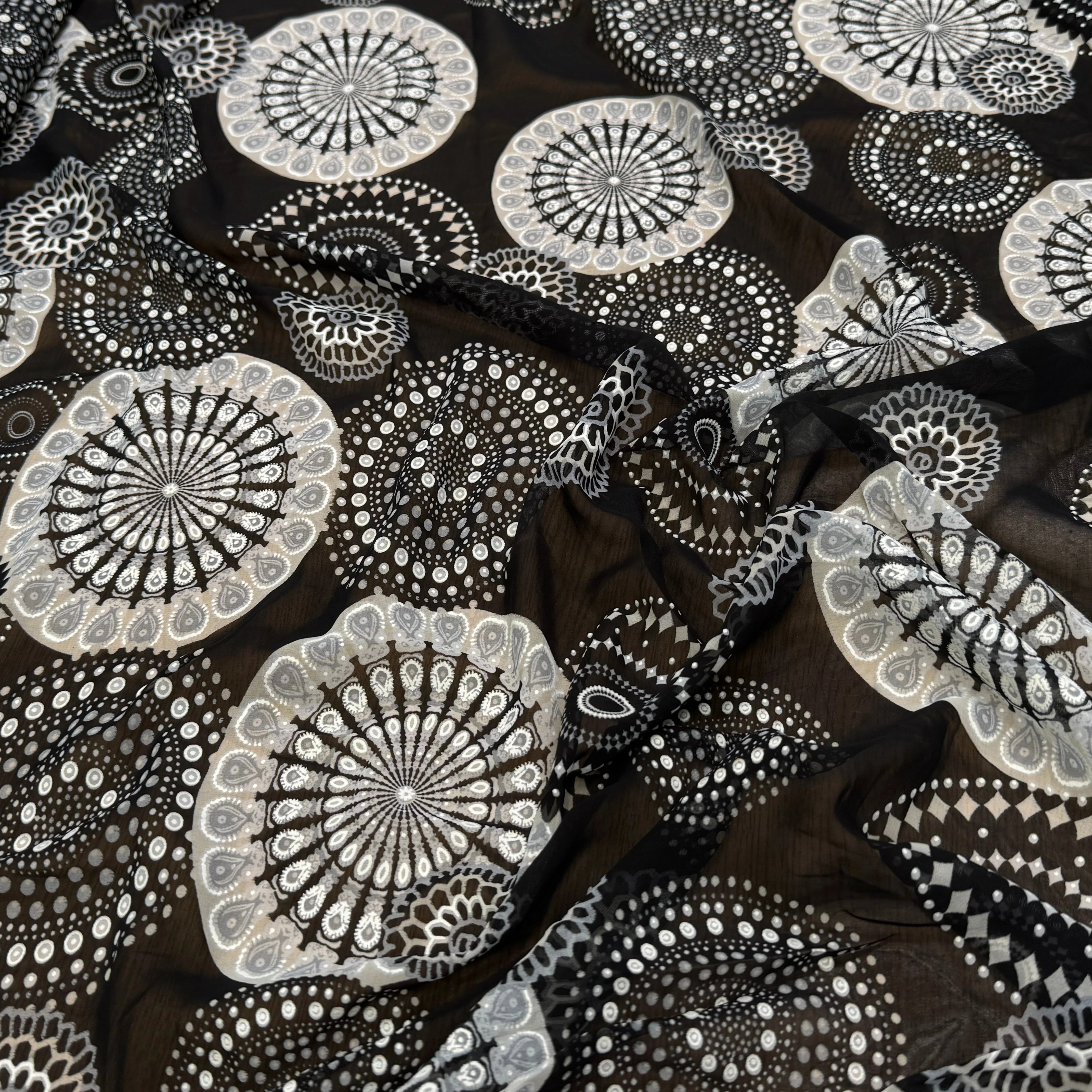 CHIFFON PRINTED SHELL FOND NOIR - My Little Coupon