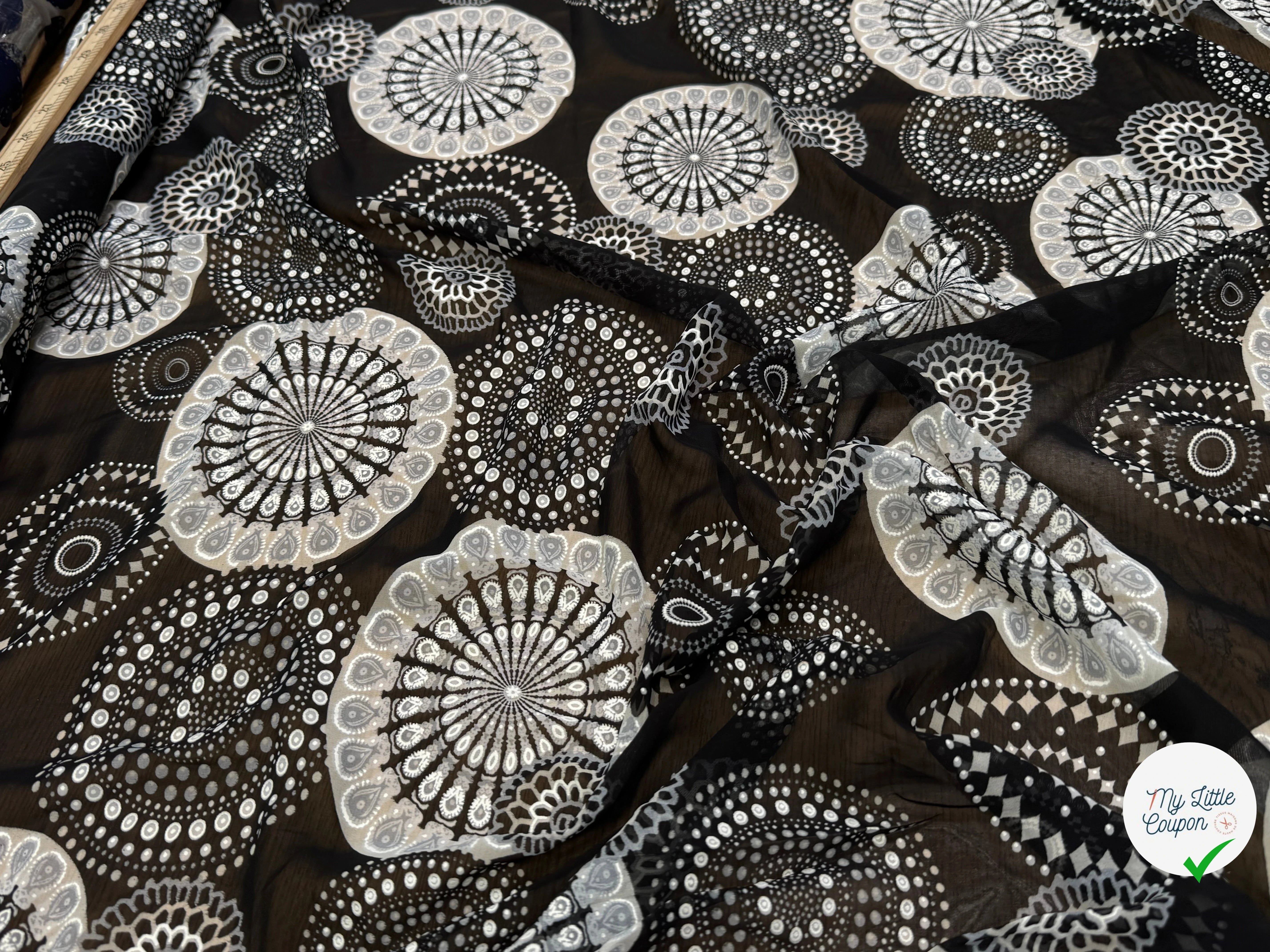 CHIFFON PRINTED SHELL FOND NOIR - My Little Coupon