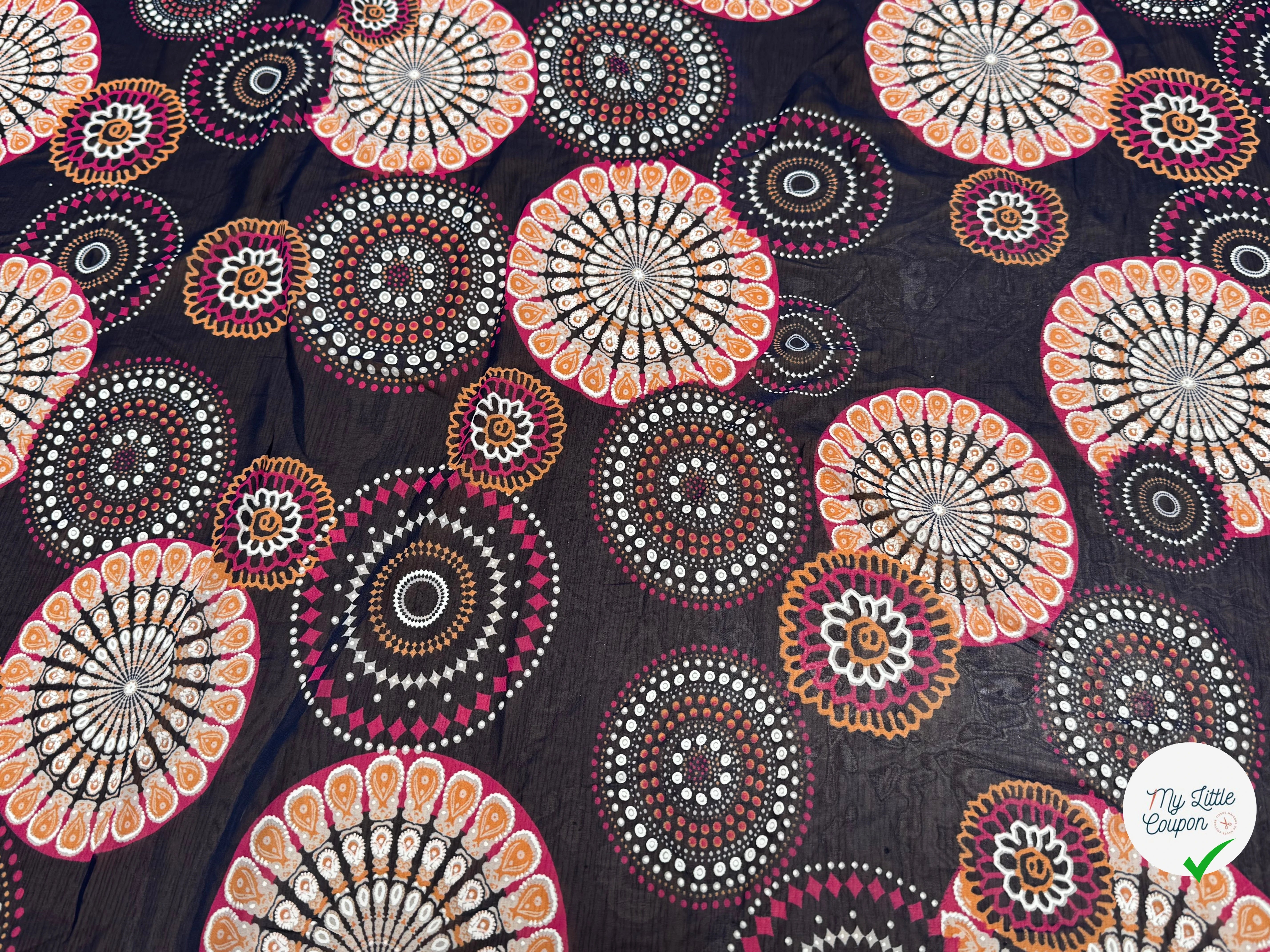 CHIFFON PRINTED SHELL GÉOMETRIQUES ROSE FOND MARINE - My Little Coupon