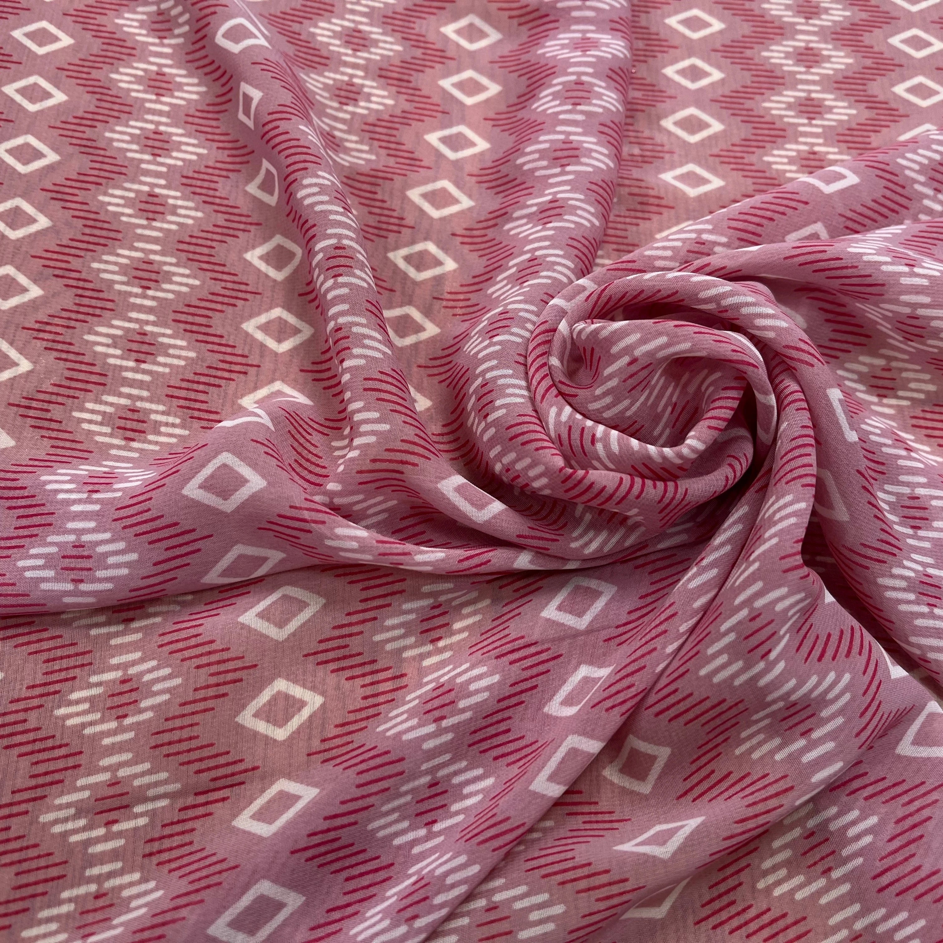 CHIFFON ROSE MOTIF GÉOMETRIQUE - My Little Coupon