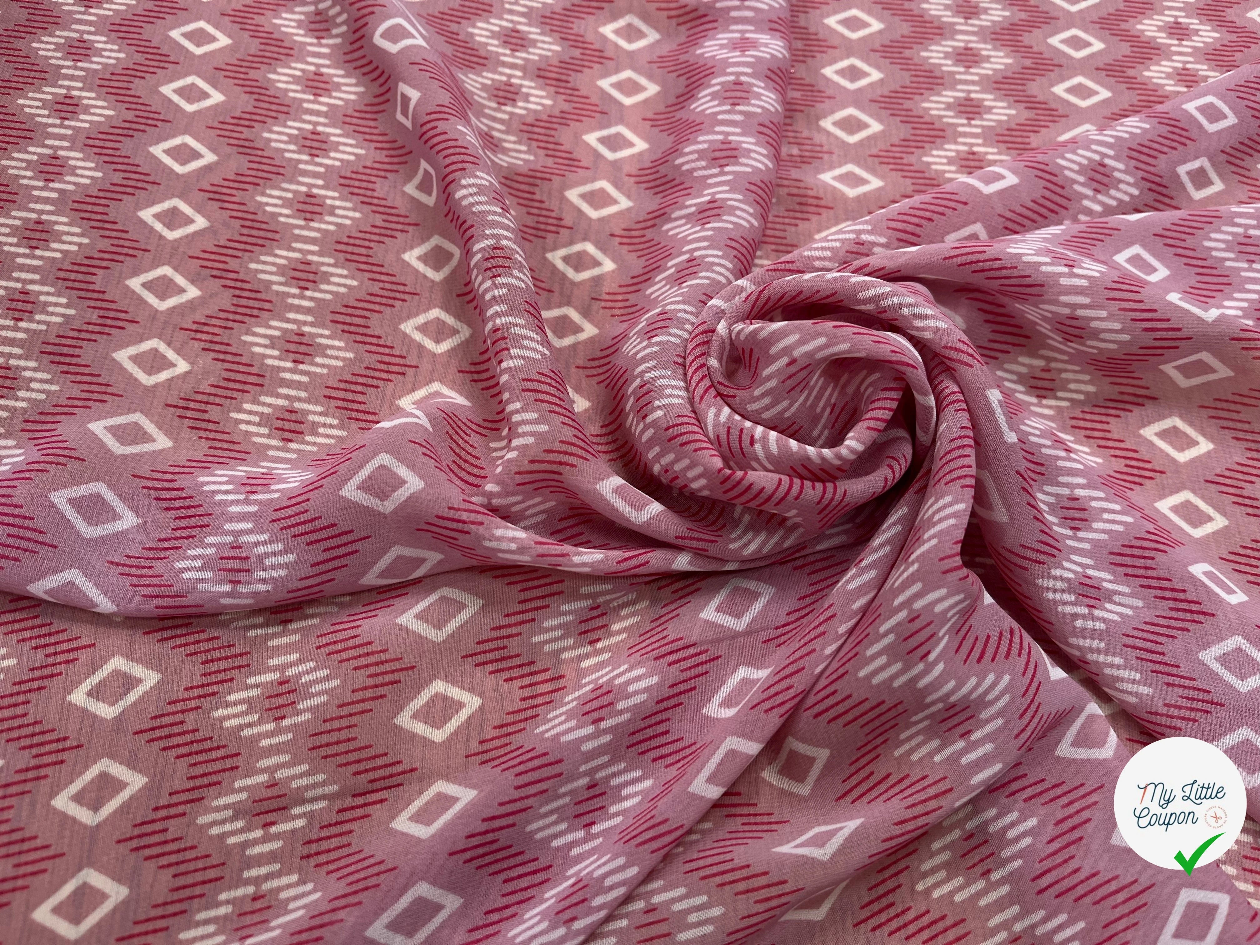 CHIFFON ROSE MOTIF GÉOMETRIQUE - My Little Coupon