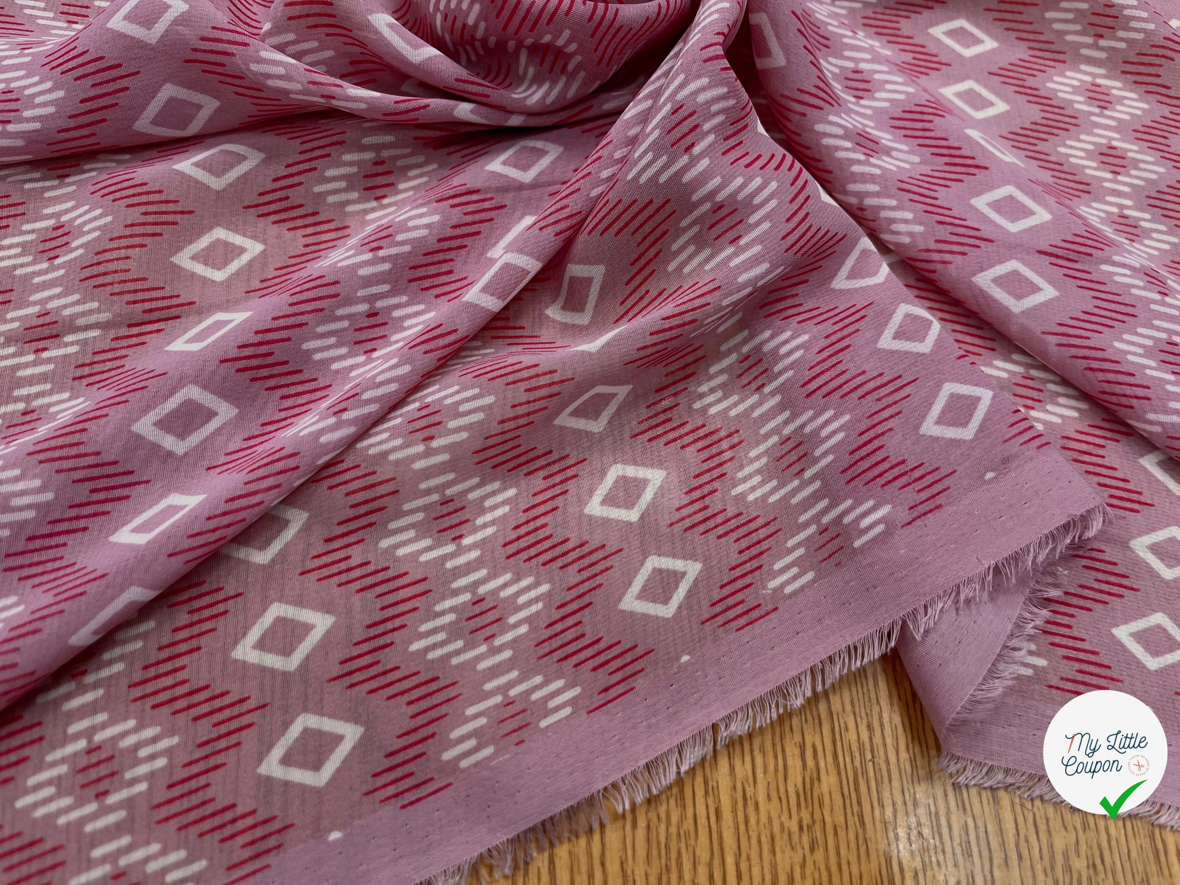 CHIFFON ROSE MOTIF GÉOMETRIQUE - My Little Coupon