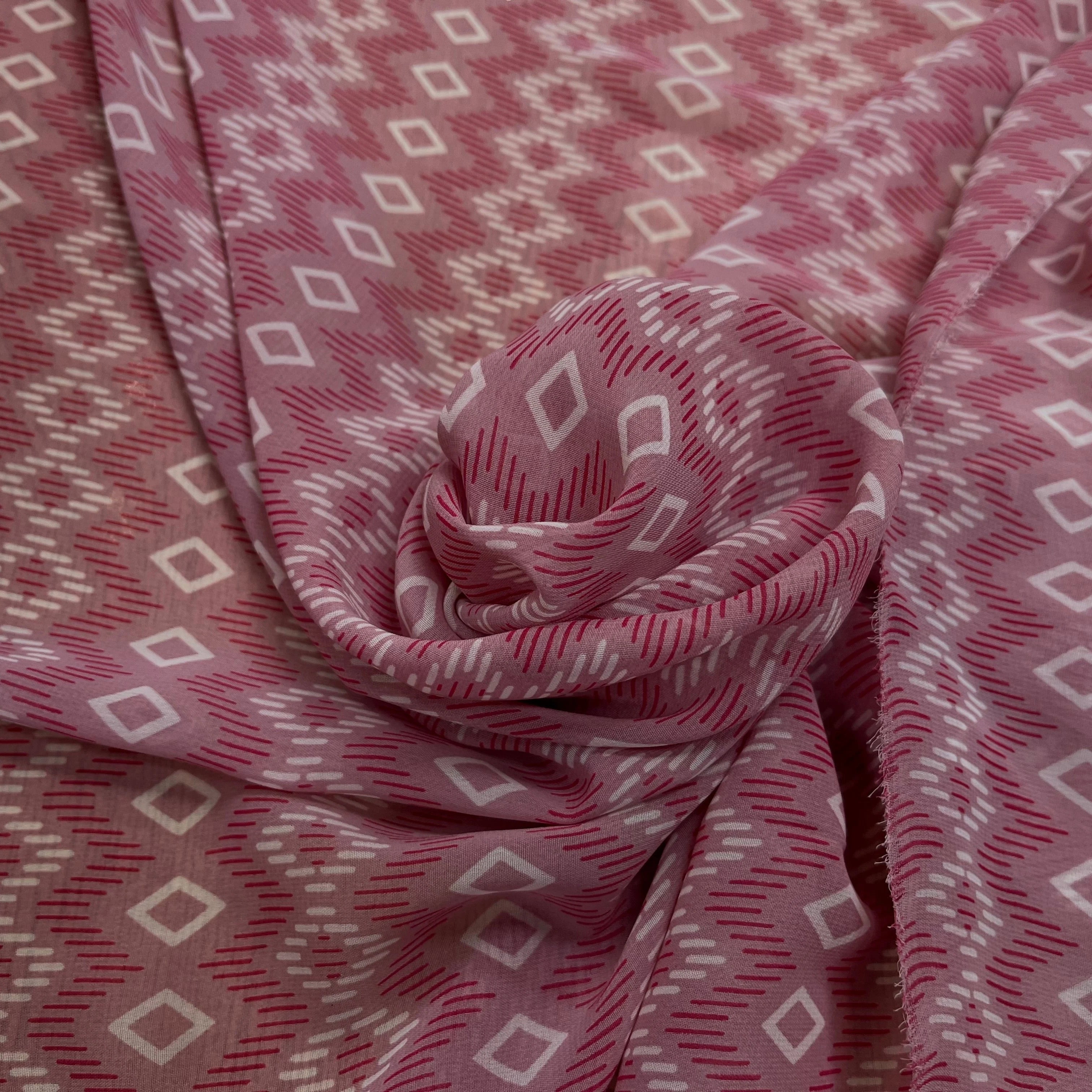 CHIFFON ROSE MOTIF GÉOMETRIQUE - My Little Coupon