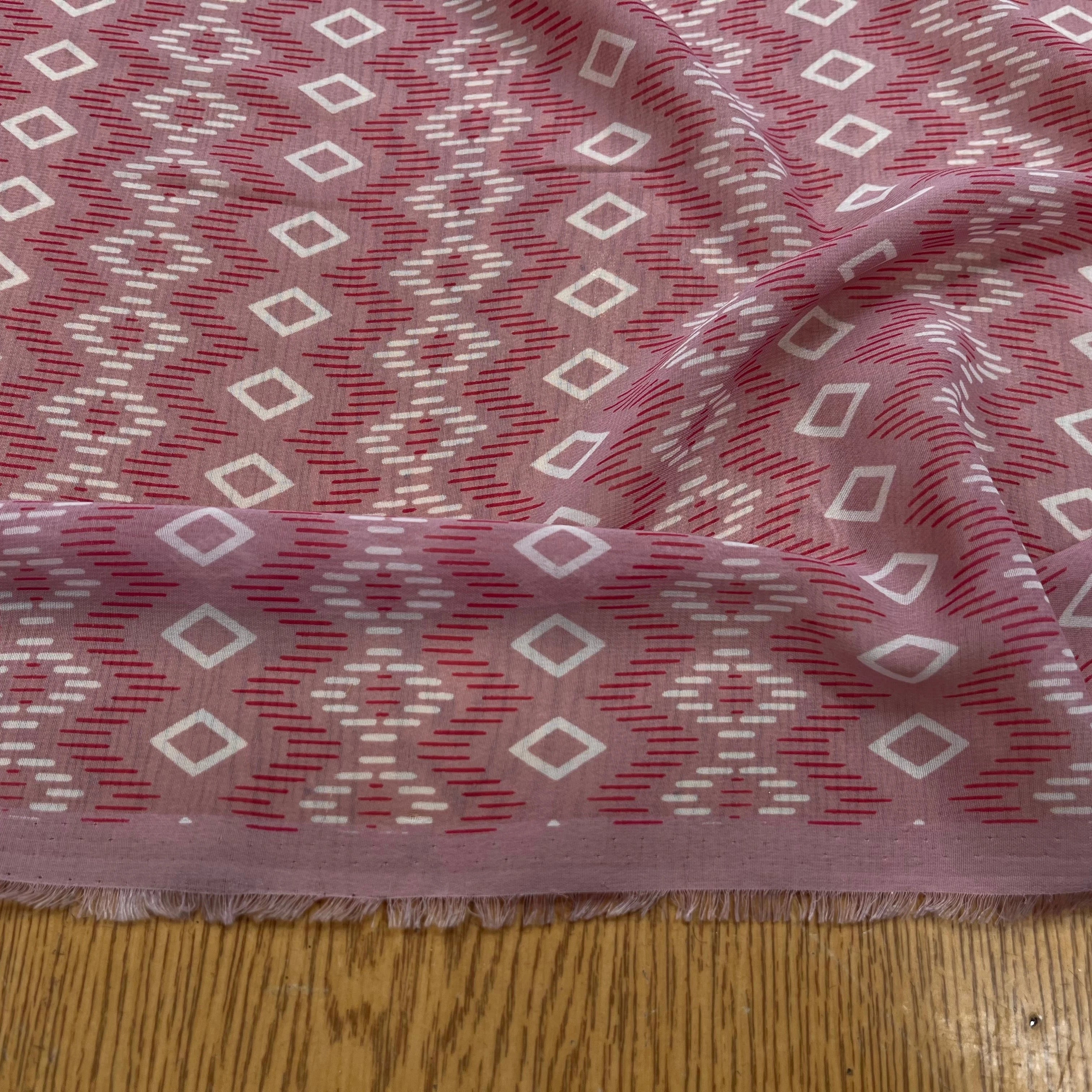 CHIFFON ROSE MOTIF GÉOMETRIQUE - My Little Coupon