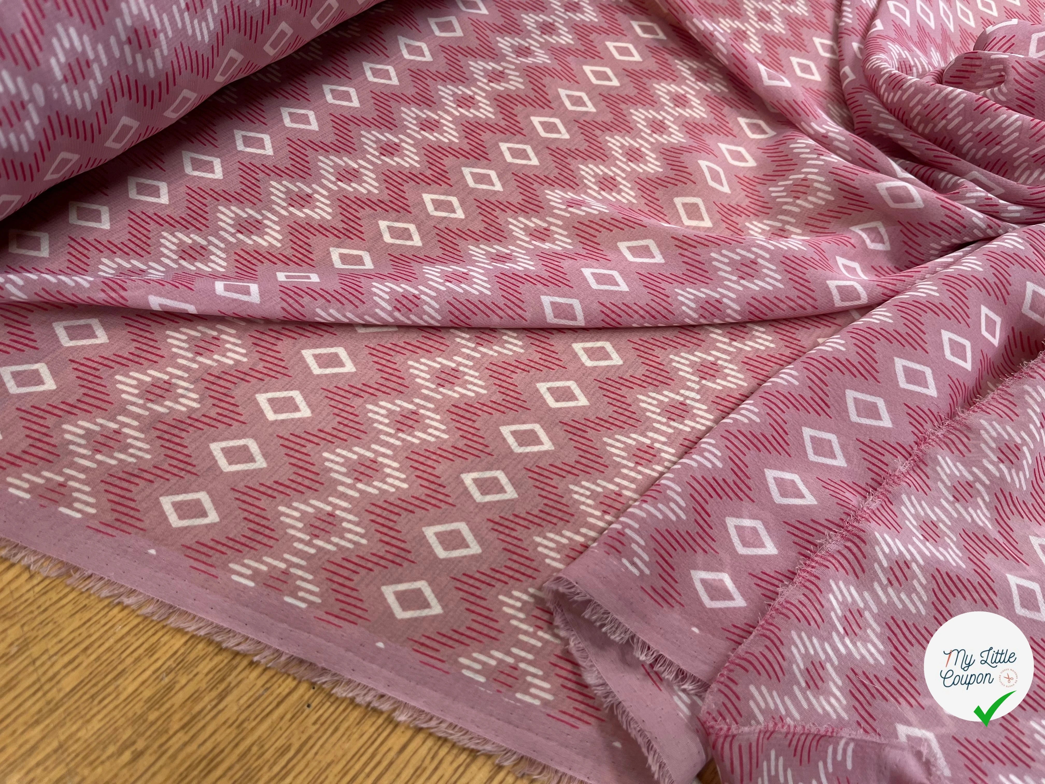 CHIFFON ROSE MOTIF GÉOMETRIQUE - My Little Coupon