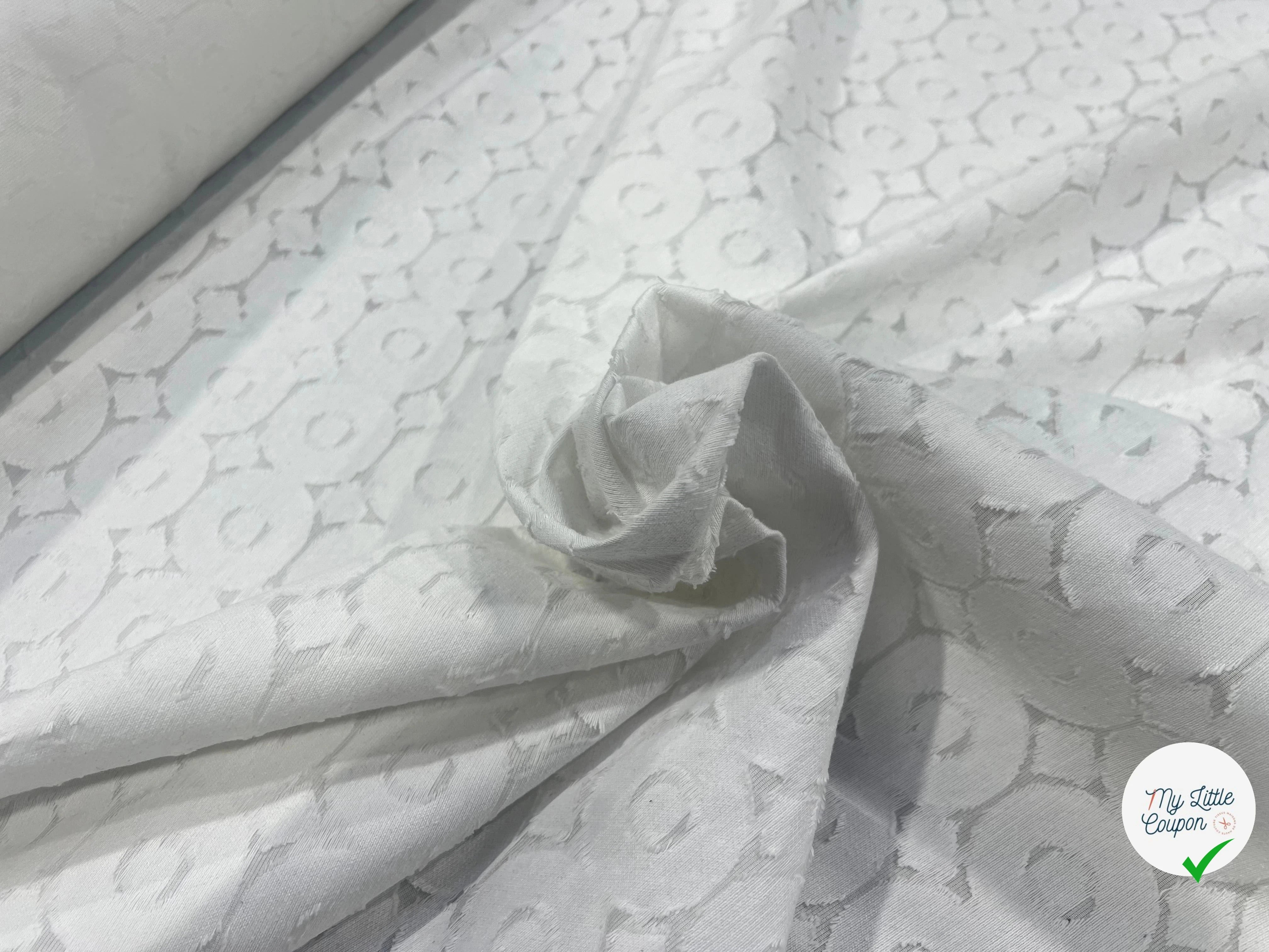COTON JACQUARD DÉVORÉE BLANC CIRCULAIRE VISCOSE 5% METAL - My Little Coupon