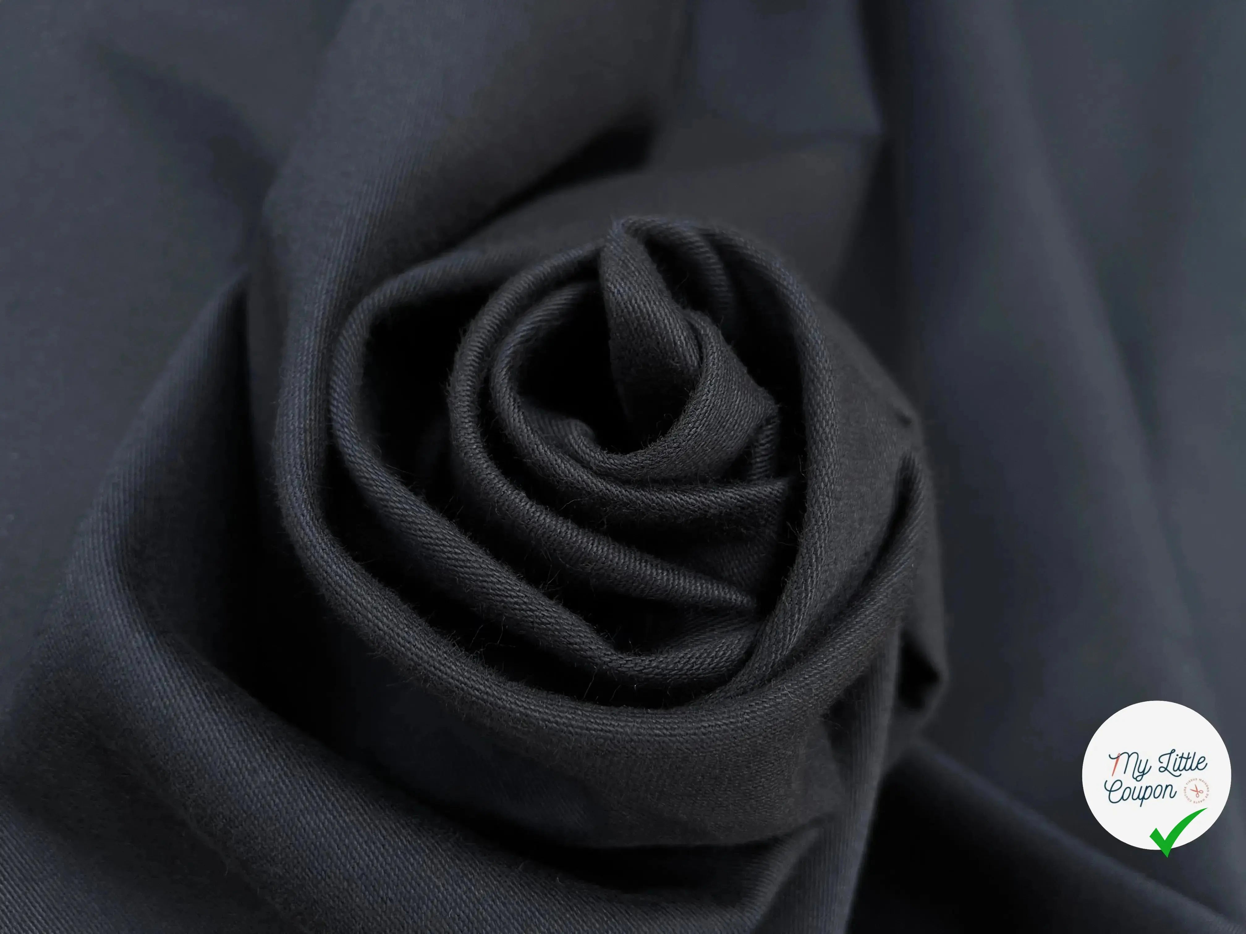 GABARDINE DE COTON STRIÉ BLEU NAVY - My Little Coupon