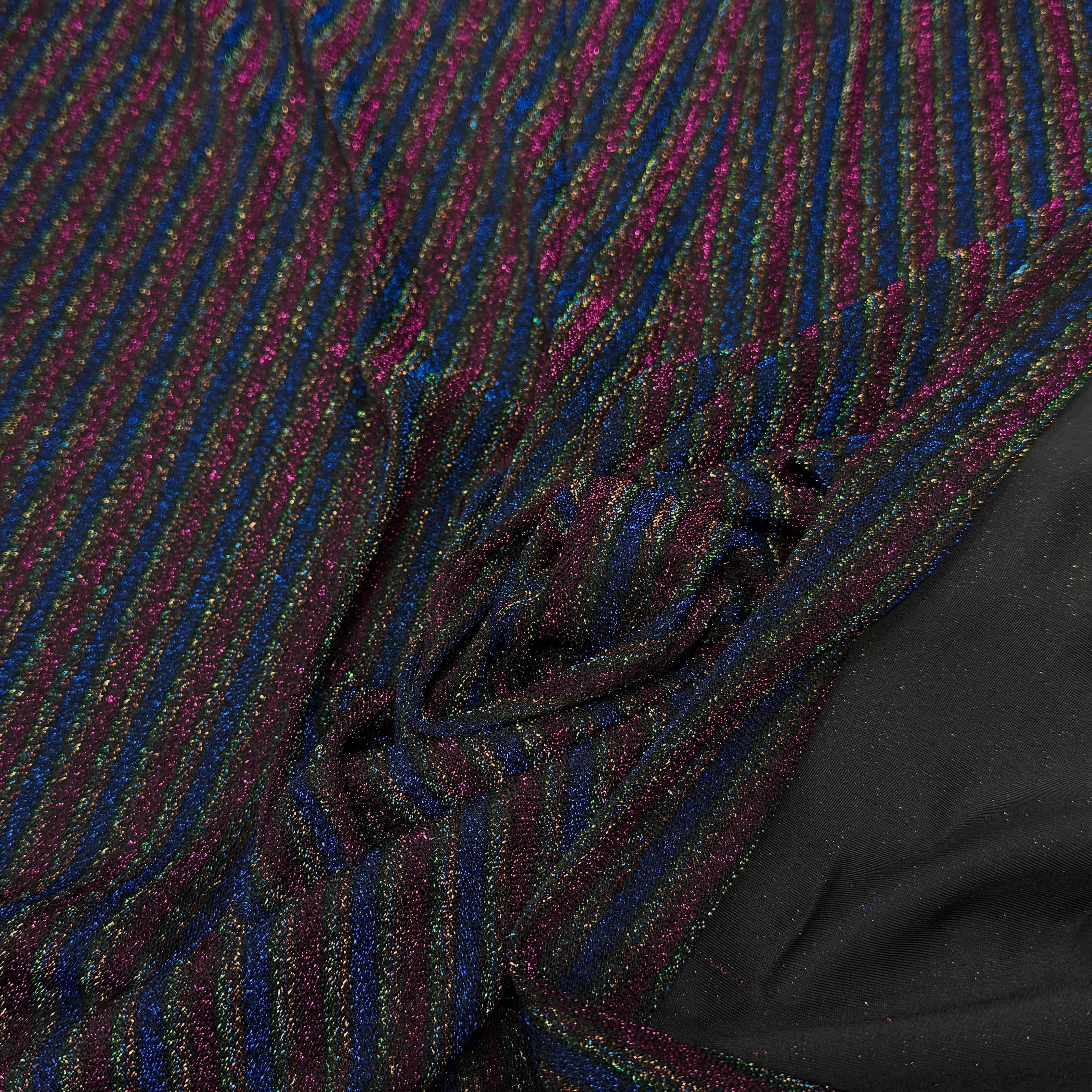 MAILLE FÊTE ULTRA STRETCH BRILLANT MULTICOLORES ROYAL FUSHIA - My Little Coupon