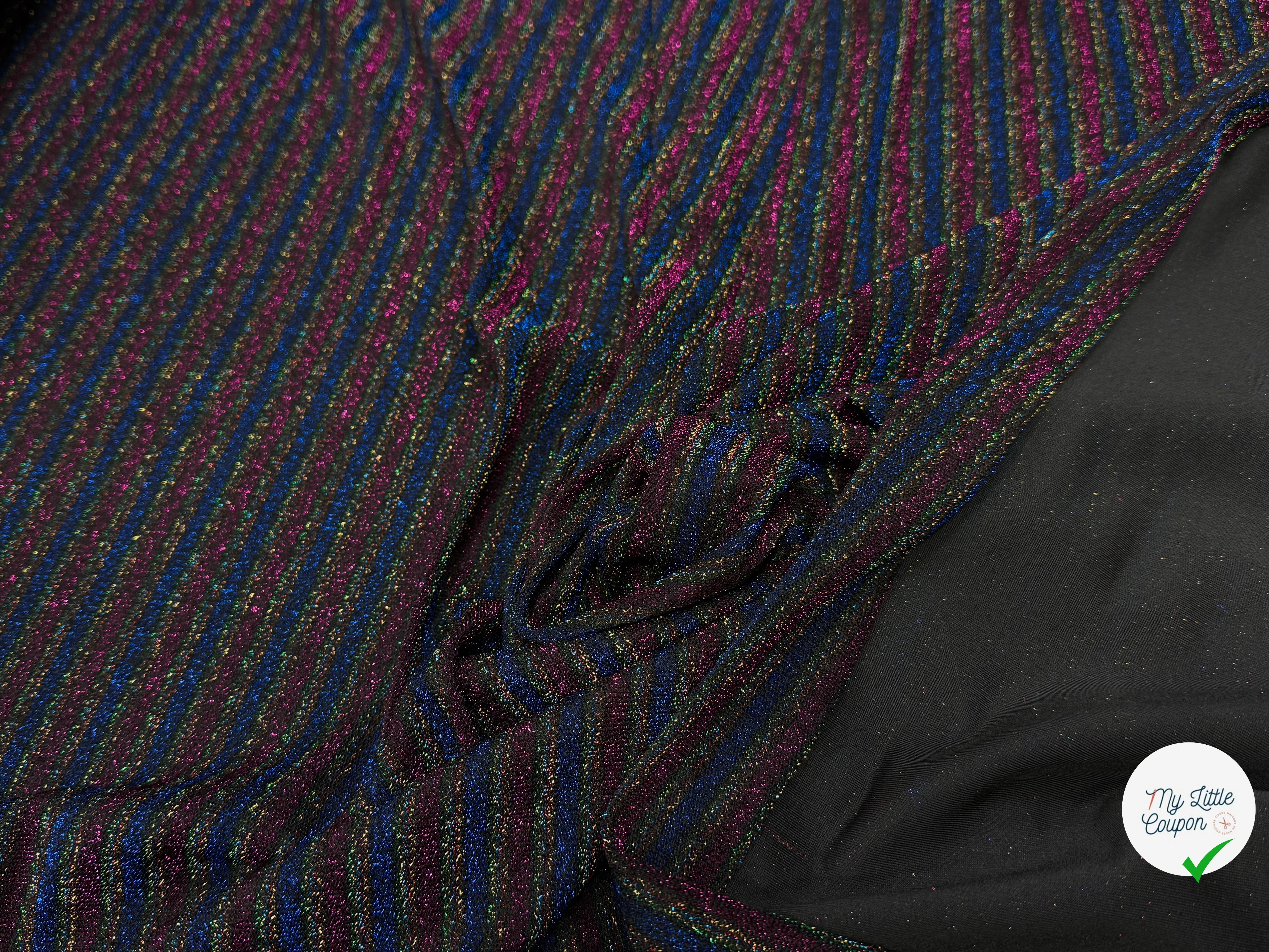MAILLE FÊTE ULTRA STRETCH BRILLANT MULTICOLORES ROYAL FUSHIA - My Little Coupon
