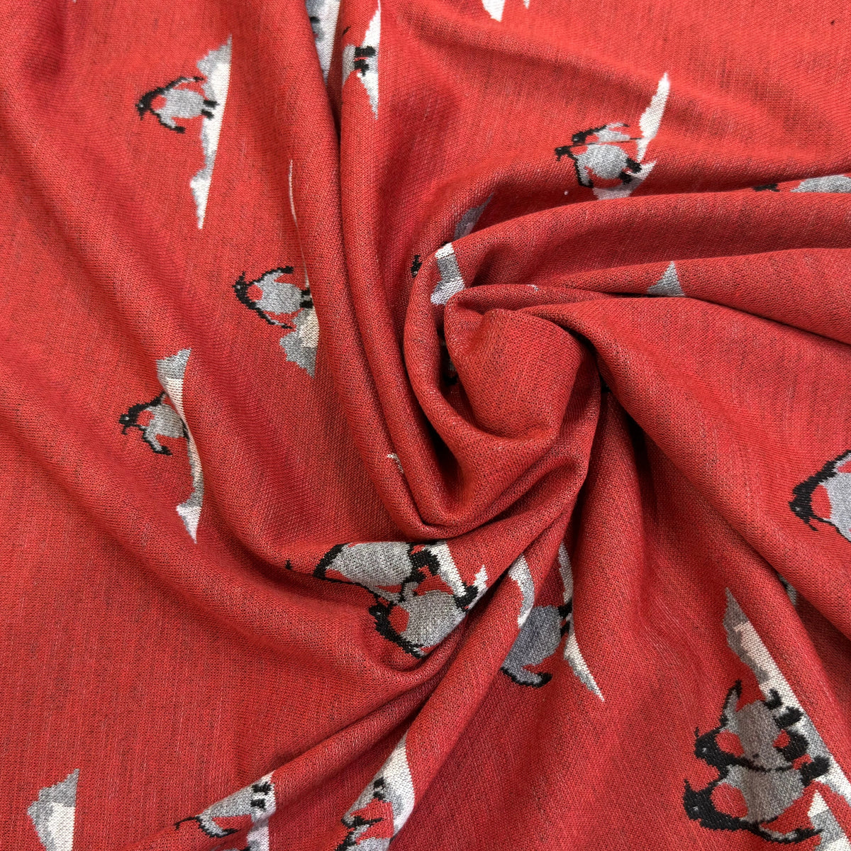 (CHUTE) MAILLE JACQUARD ESPRIT MILANO IMPRIMÉ PINGOUINS ROUGE ORANGÉ - My Little Coupon