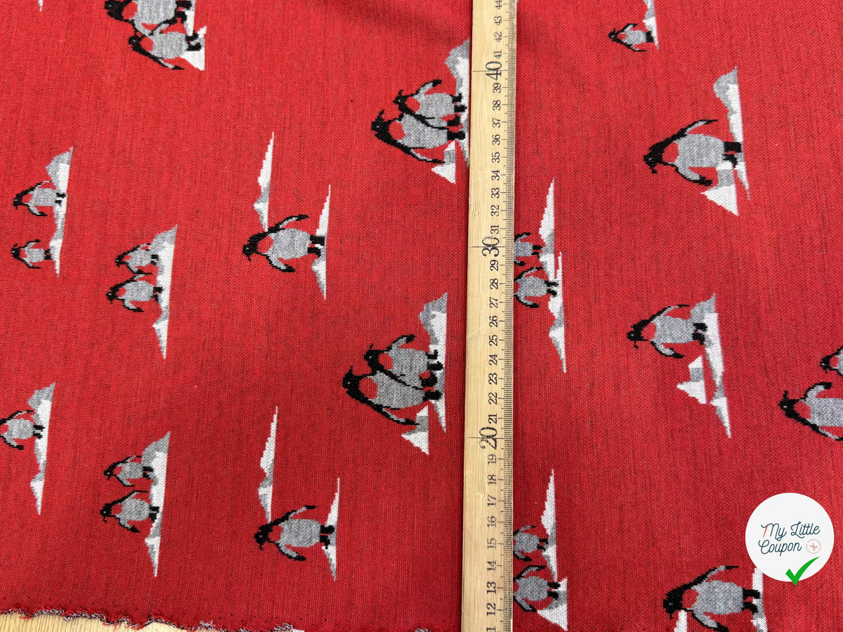(CHUTE) MAILLE JACQUARD ESPRIT MILANO IMPRIMÉ PINGOUINS ROUGE ORANGÉ - My Little Coupon
