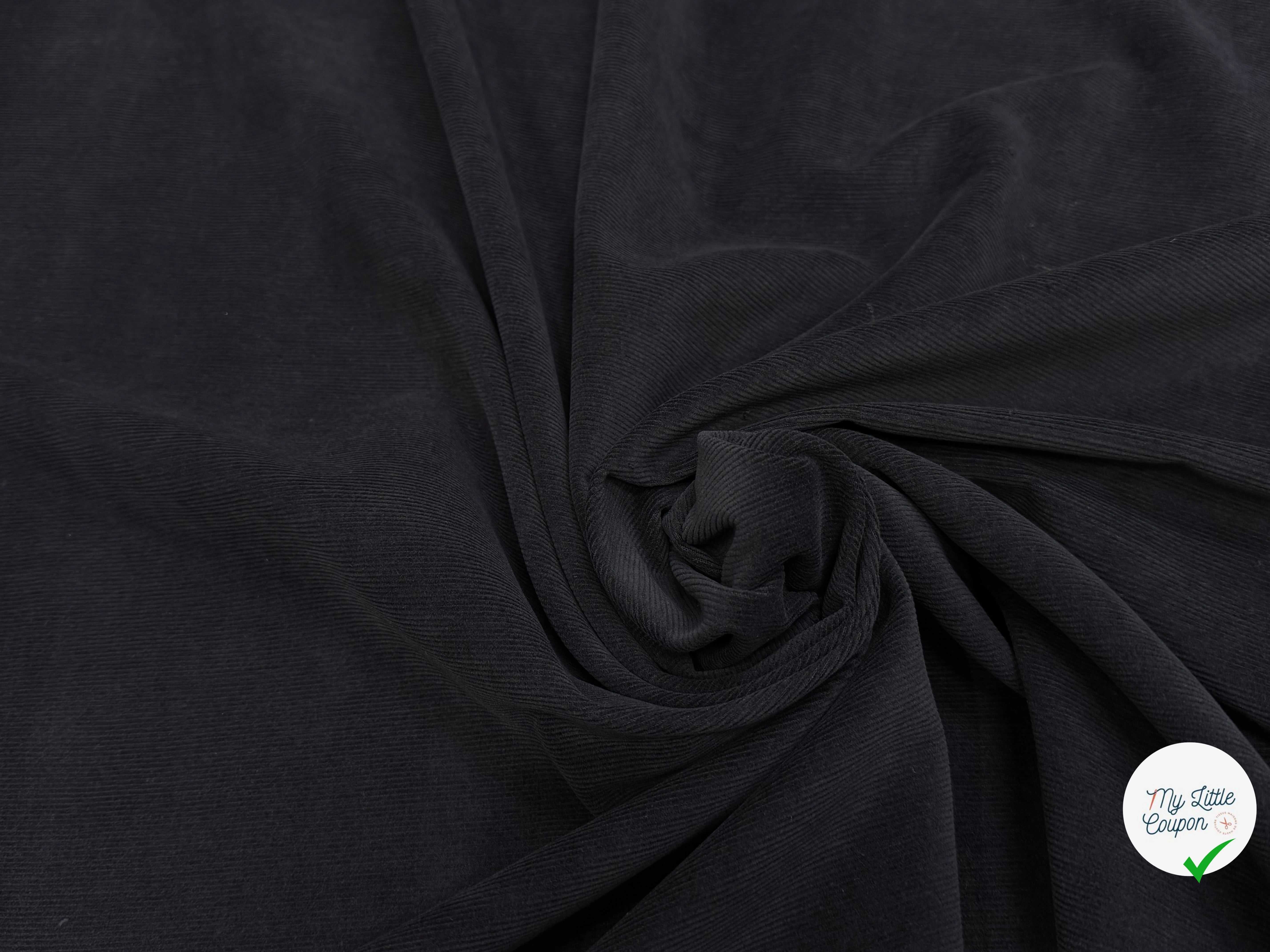 (CHUTE) VELOURS DE COTON BLEU MARINE FONCÉ CÔTELE - My Little Coupon