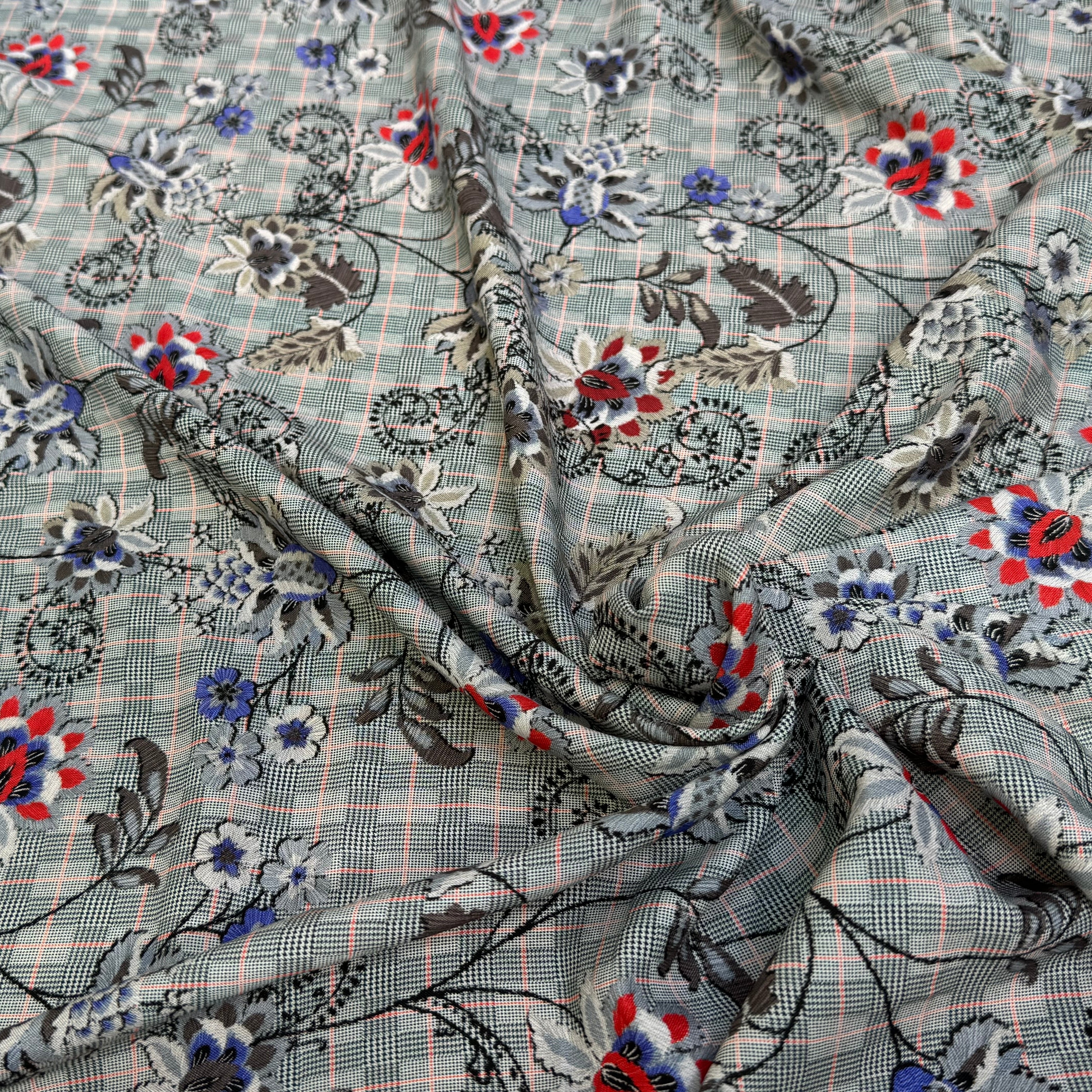 VISCOSE FLUIDE PRINCE DE GALLES IMPRIMÉ JOLIES FLEURS - My Little Coupon