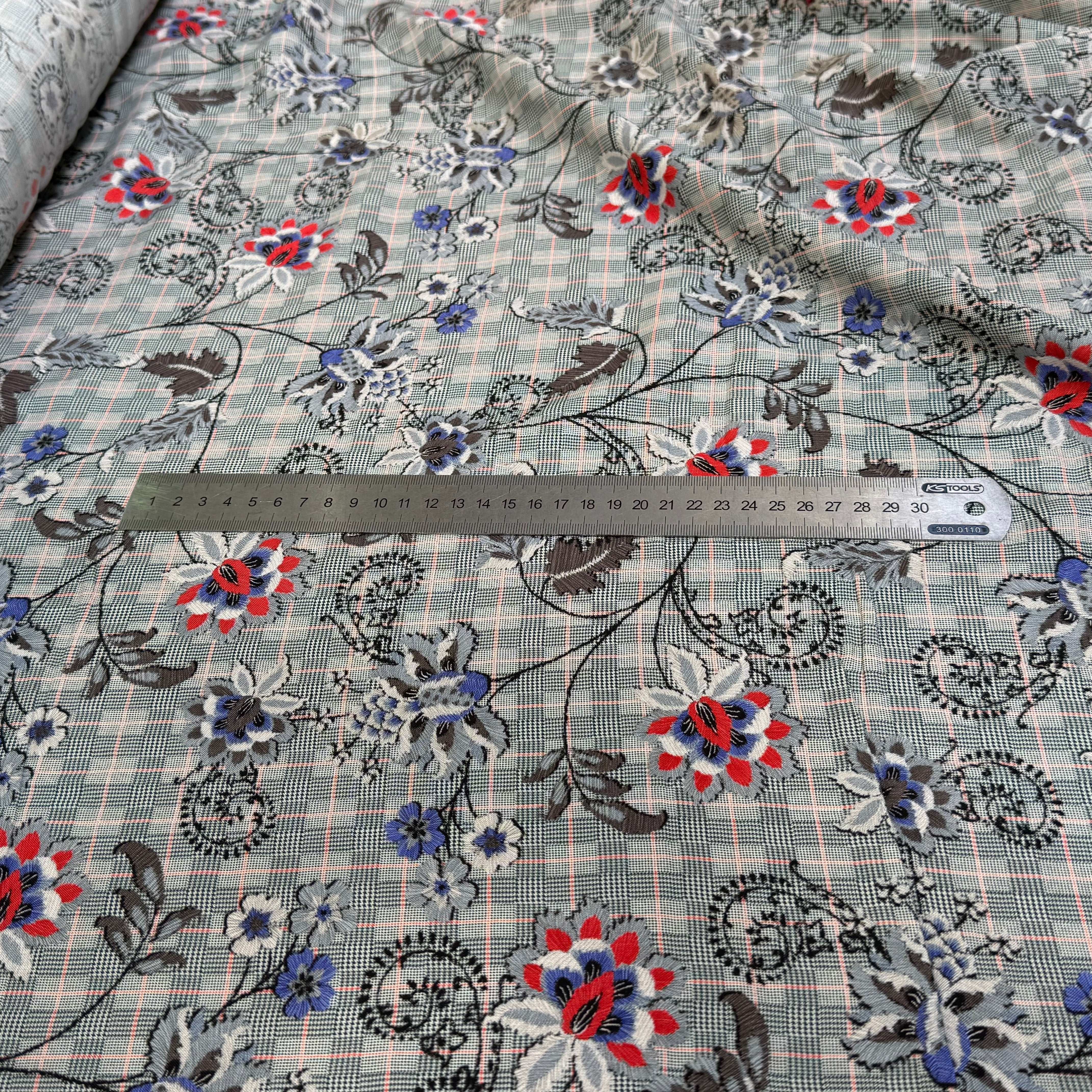 VISCOSE FLUIDE PRINCE DE GALLES IMPRIMÉ JOLIES FLEURS - My Little Coupon