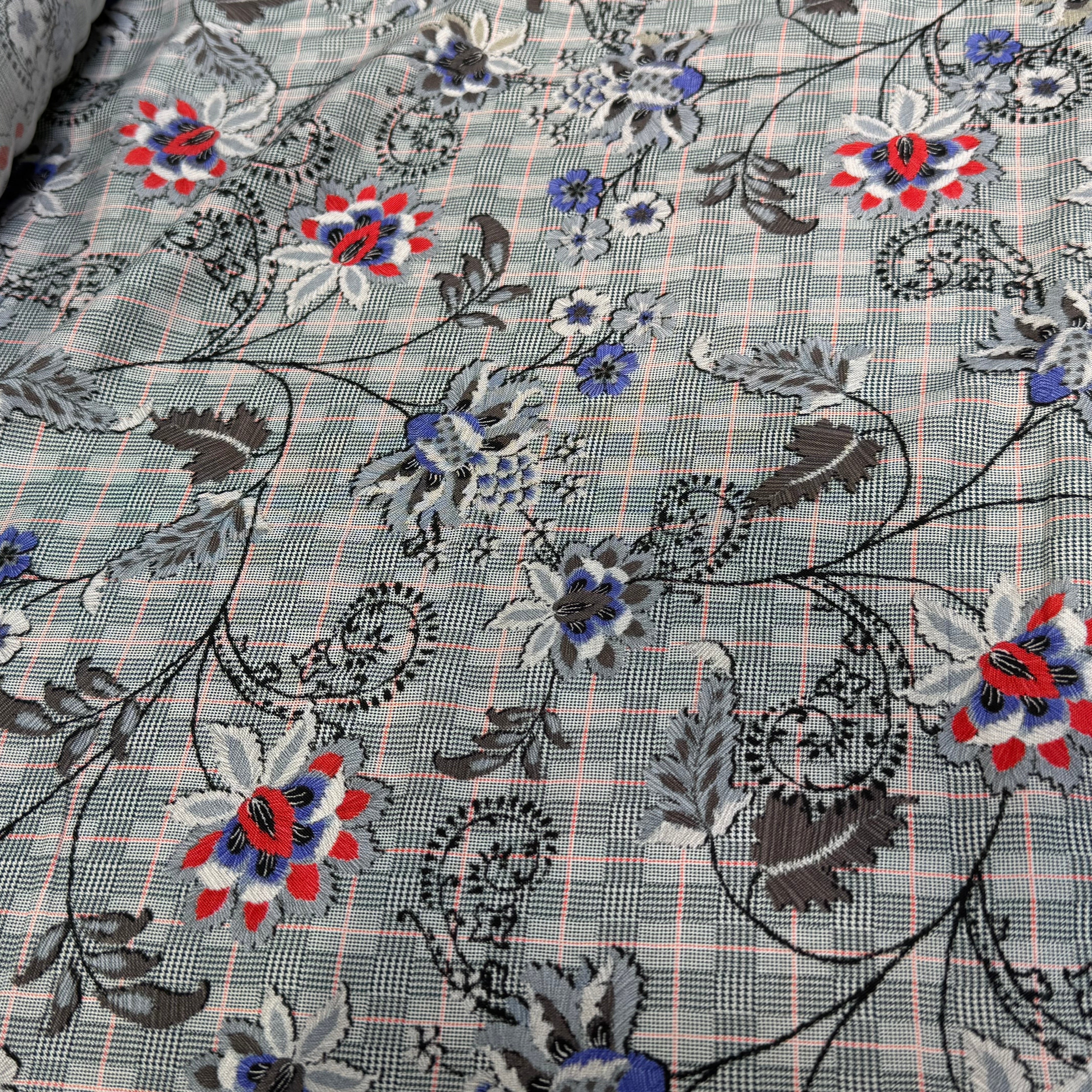 VISCOSE FLUIDE PRINCE DE GALLES IMPRIMÉ JOLIES FLEURS - My Little Coupon