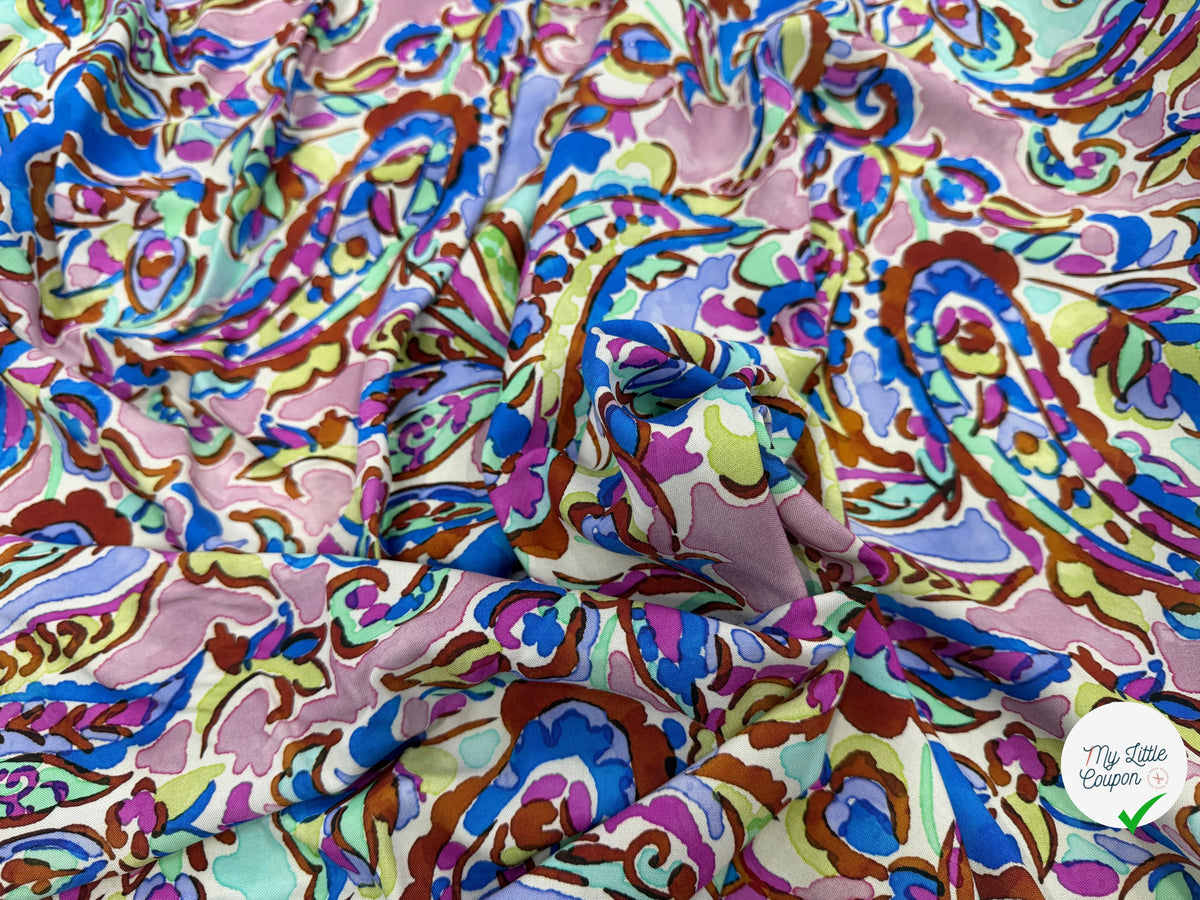 VISCOSE PAISLEY BLEU MULTICO 140 CM - My Little Coupon