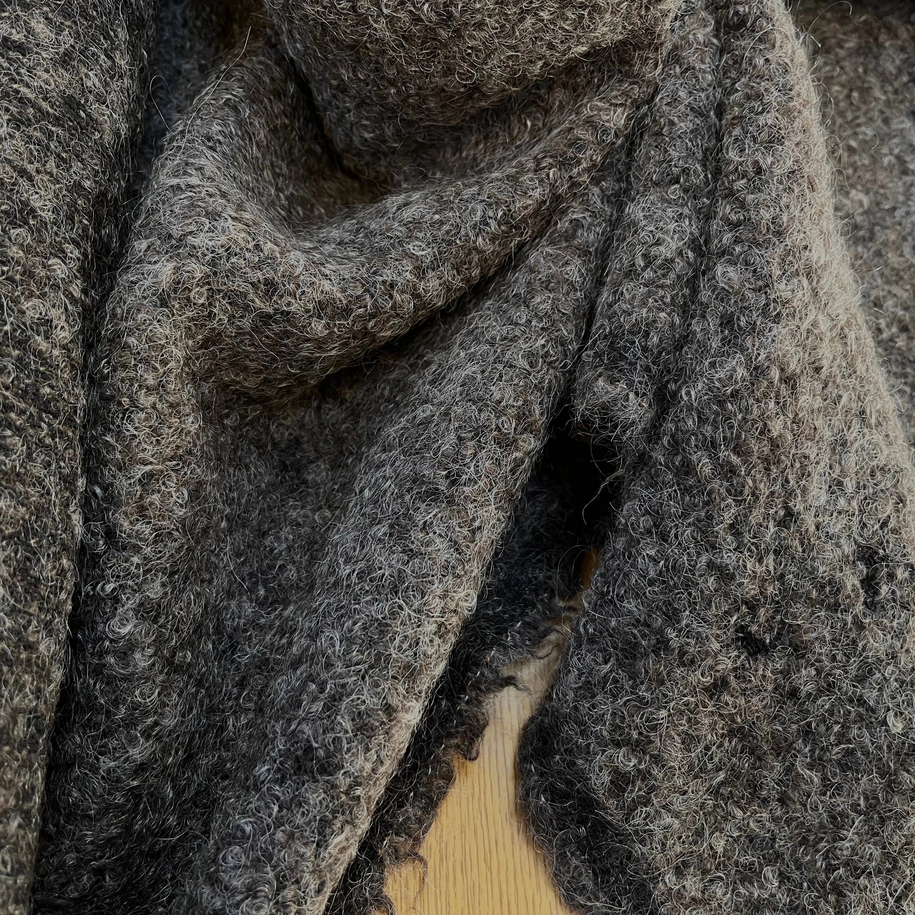 (CHUTE)LAINAGE MANTEAU GRIS MARRON 100% LAINE 142CM - My Little Coupon