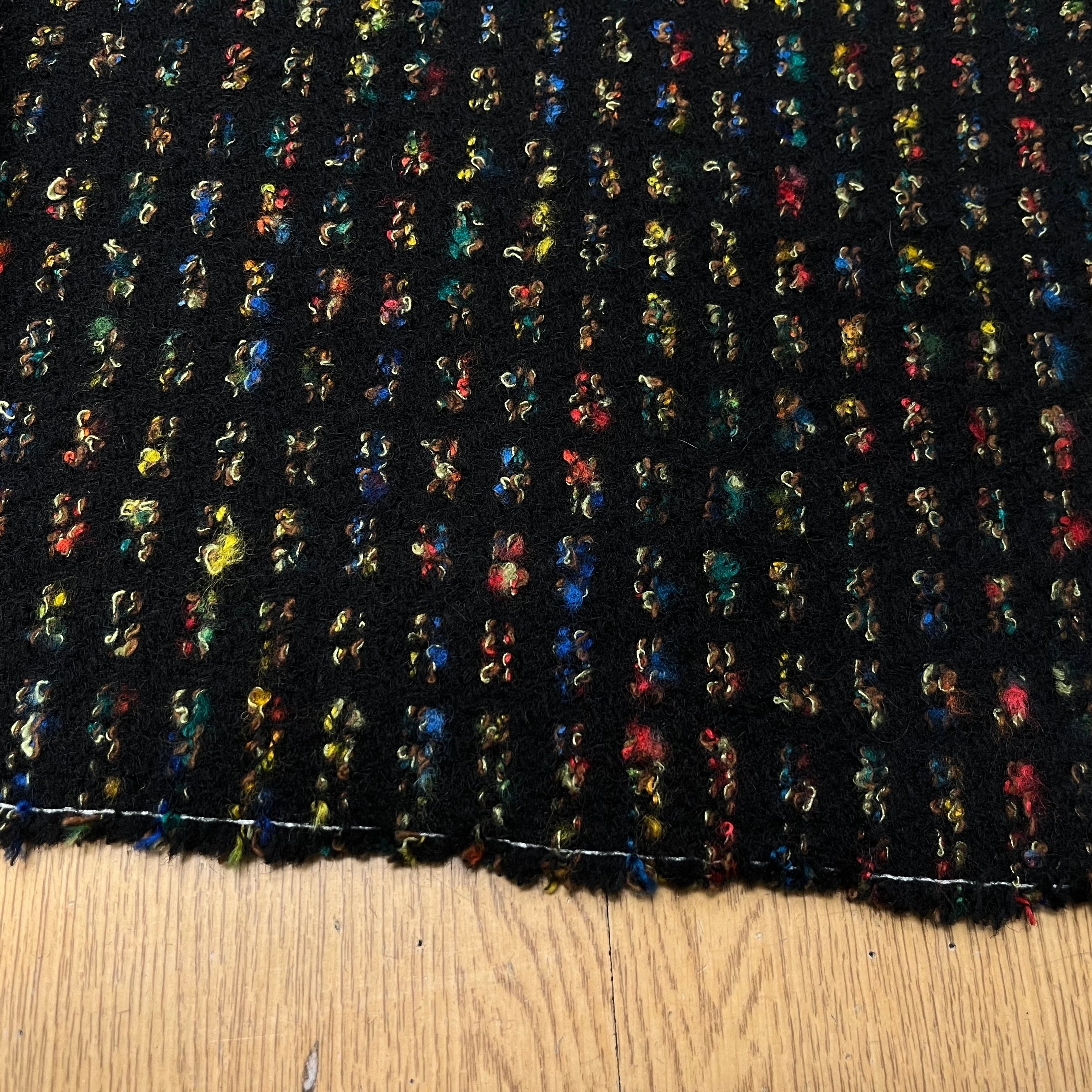 (CHUTE)LAINAGE MANTEAU MOTIF PEINTURE MULTICOLORES FOND NOIR - My Little Coupon