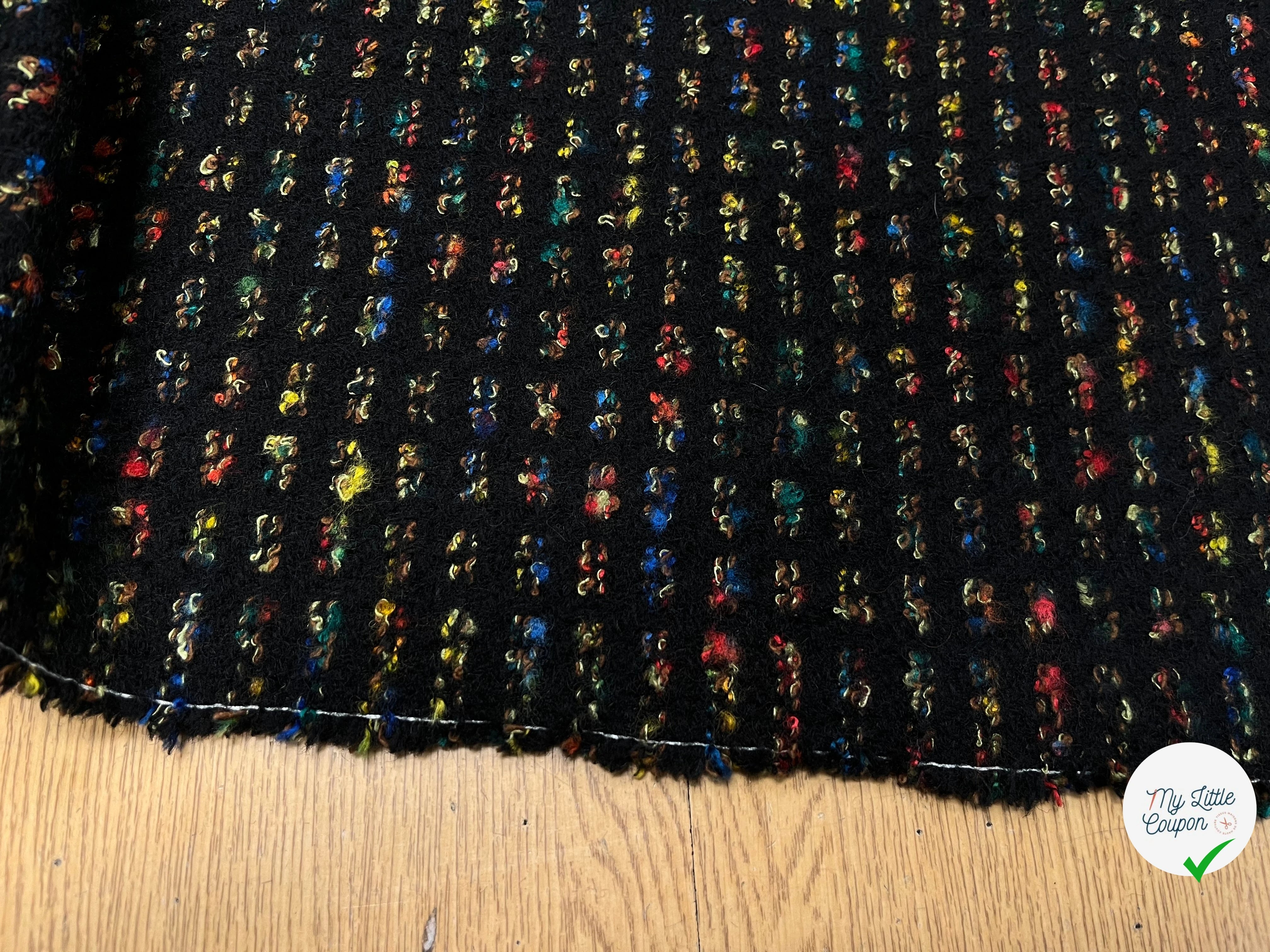 (CHUTE)LAINAGE MANTEAU MOTIF PEINTURE MULTICOLORES FOND NOIR - My Little Coupon