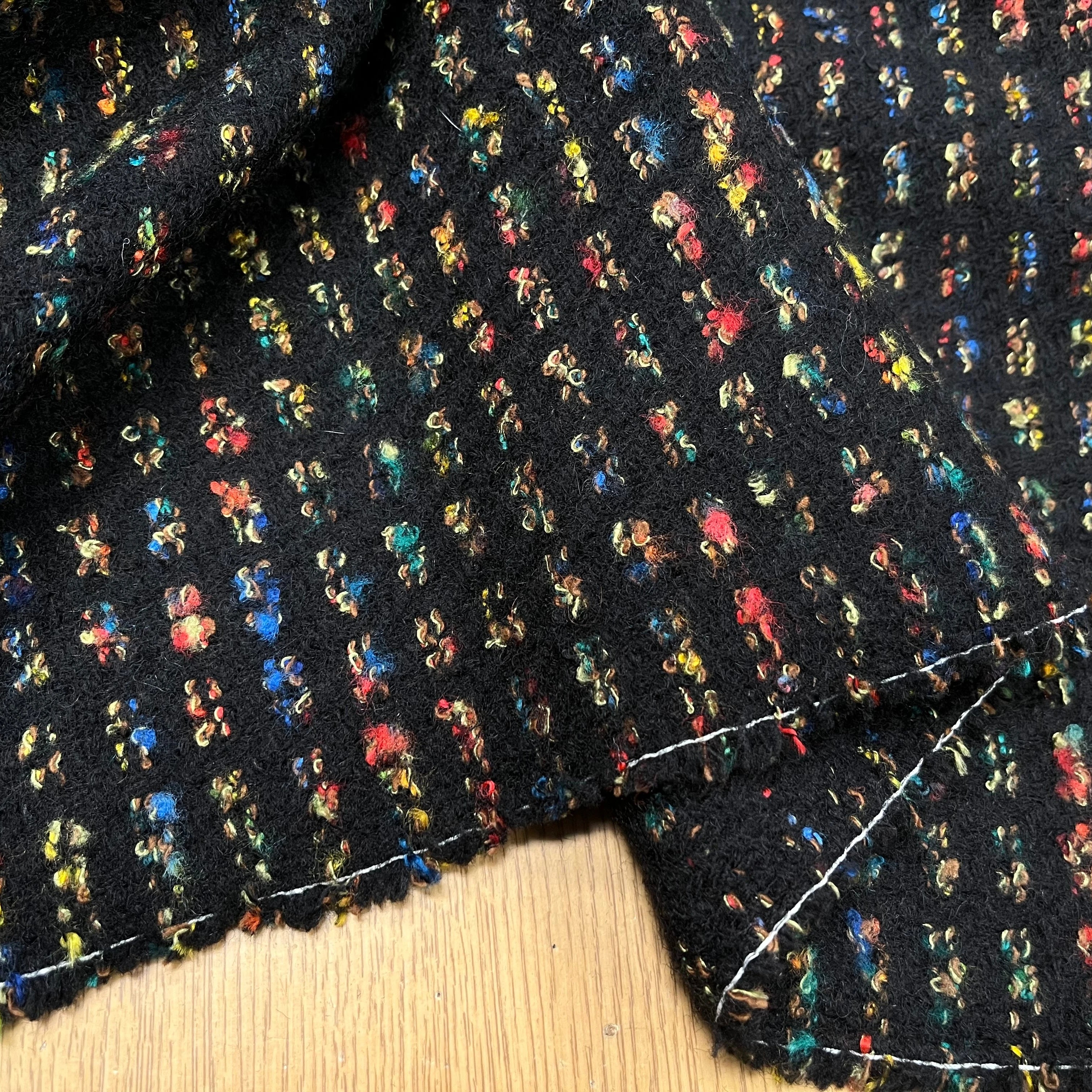 (CHUTE)LAINAGE MANTEAU MOTIF PEINTURE MULTICOLORES FOND NOIR - My Little Coupon