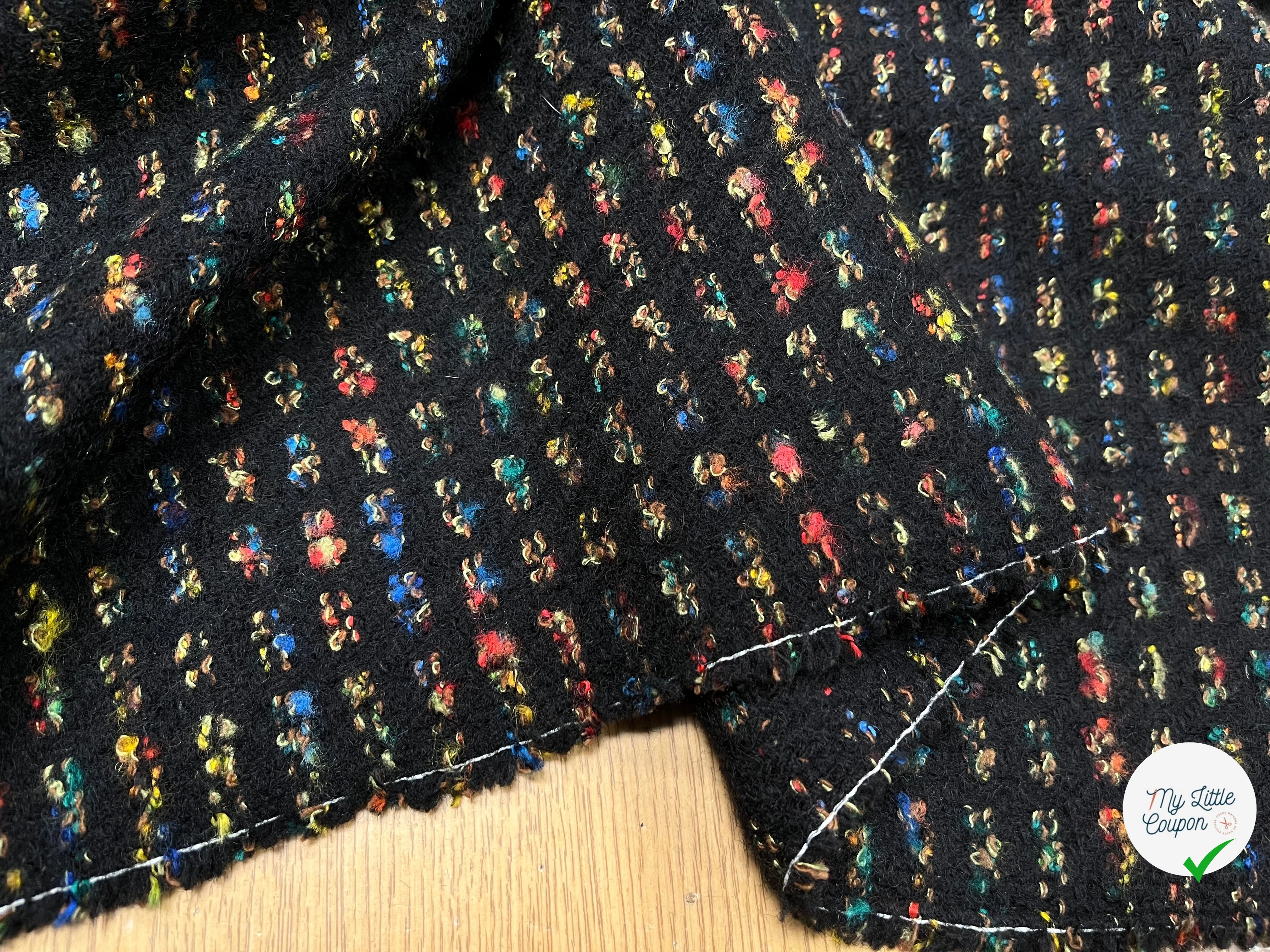 (CHUTE)LAINAGE MANTEAU MOTIF PEINTURE MULTICOLORES FOND NOIR - My Little Coupon