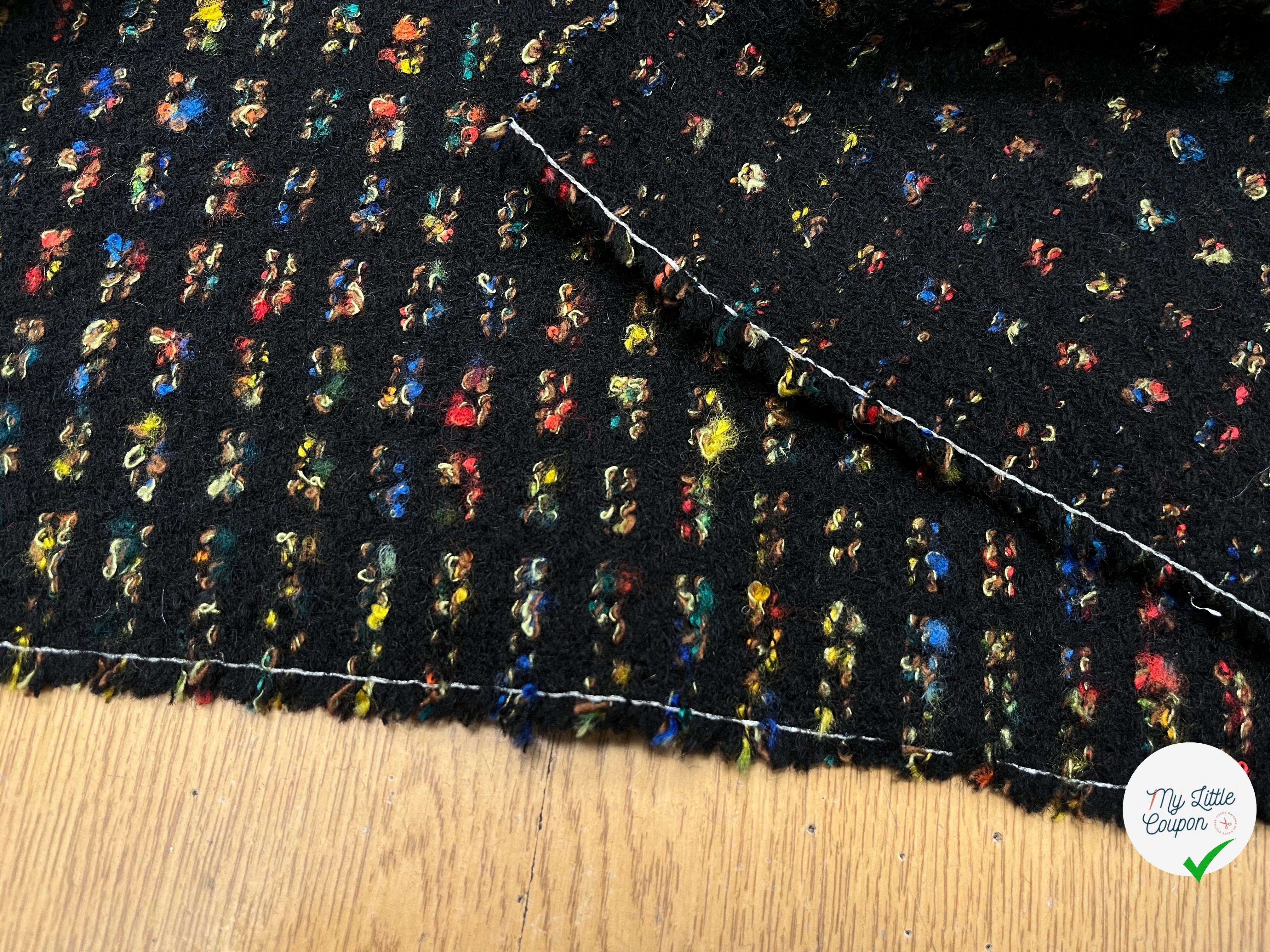 (CHUTE)LAINAGE MANTEAU MOTIF PEINTURE MULTICOLORES FOND NOIR - My Little Coupon