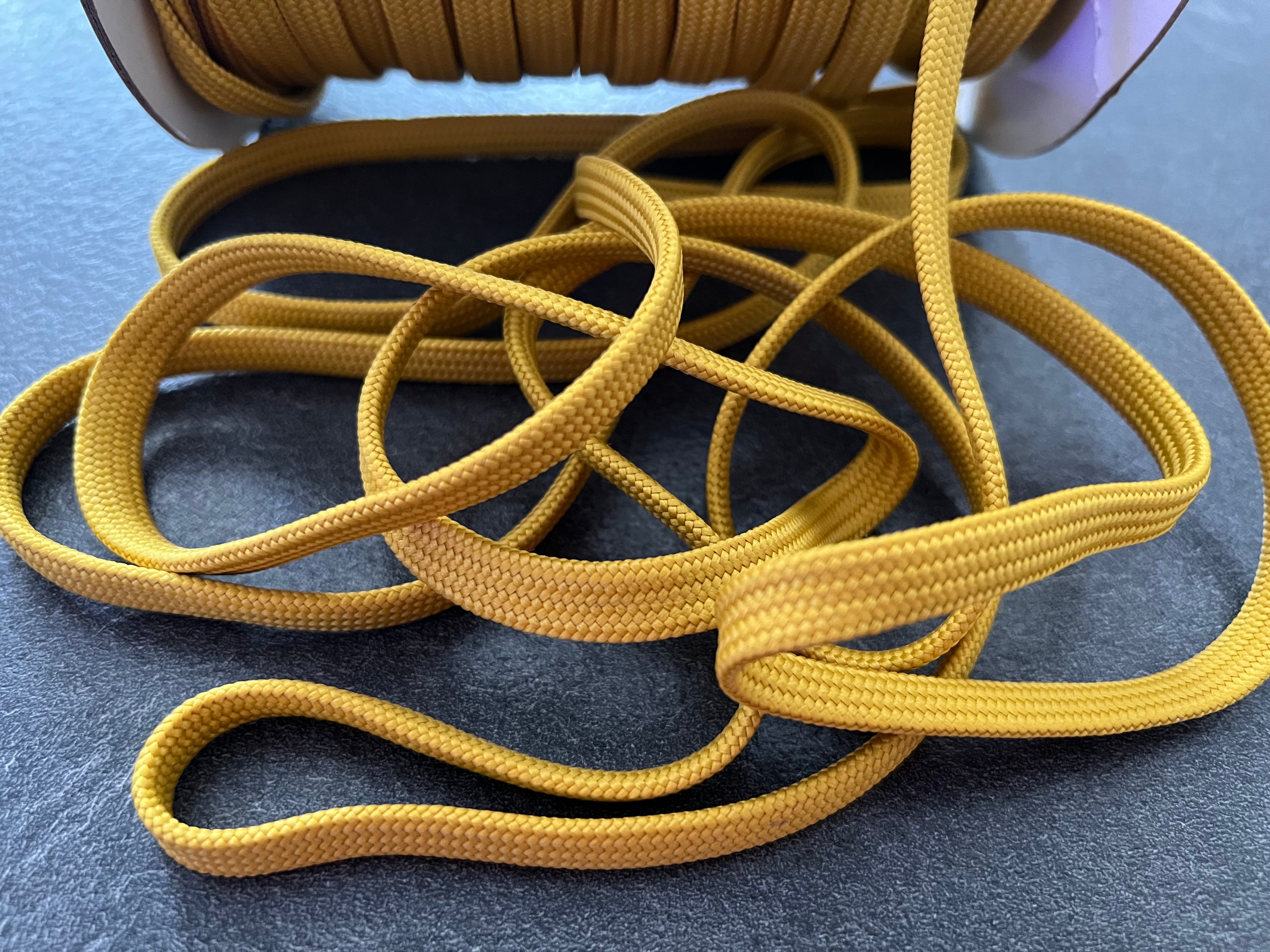 CORDON TRESSÉ PLAT JAUNE MOUTARDE 10mm - My Little Coupon