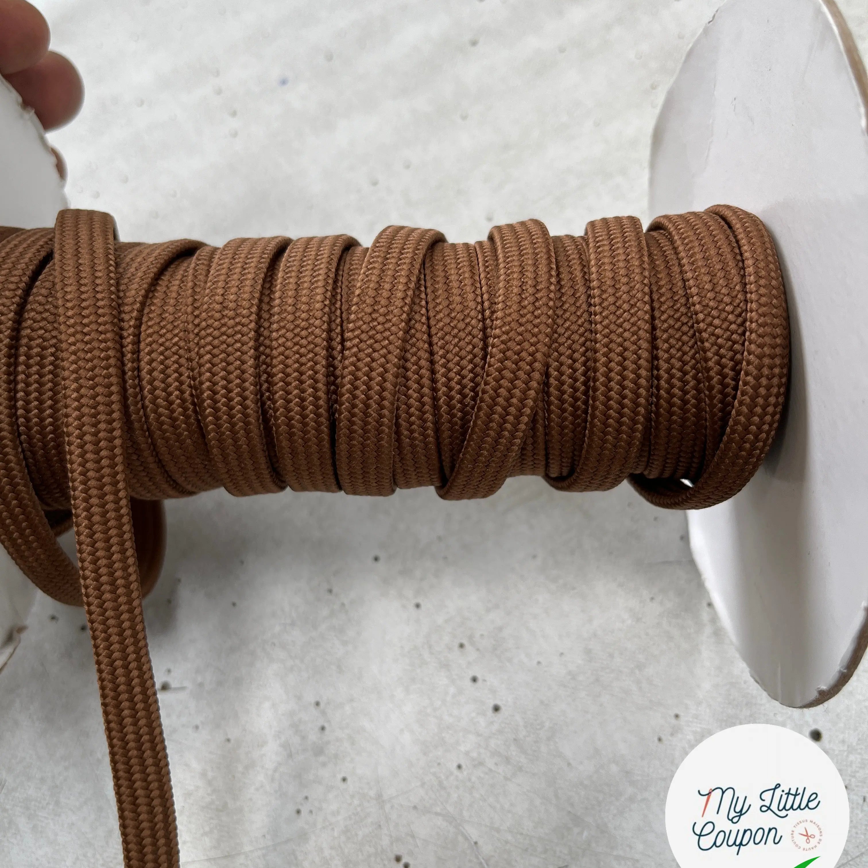 CORDON TRESSÉ PLAT Marron noisette 10mm - My Little Coupon