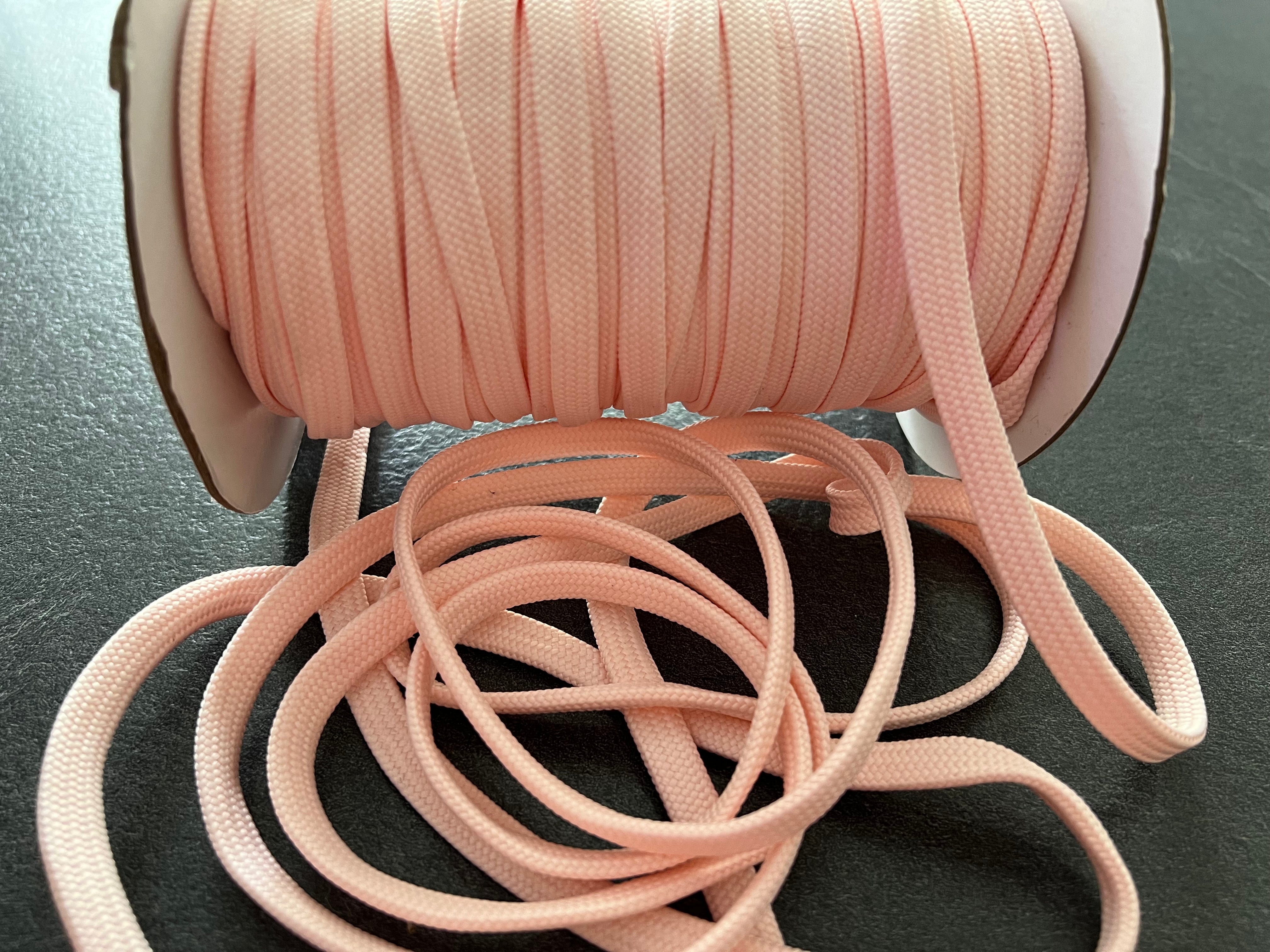 CORDON TRESSÉ PLAT ROSE LAYETTE 10mm - My Little Coupon
