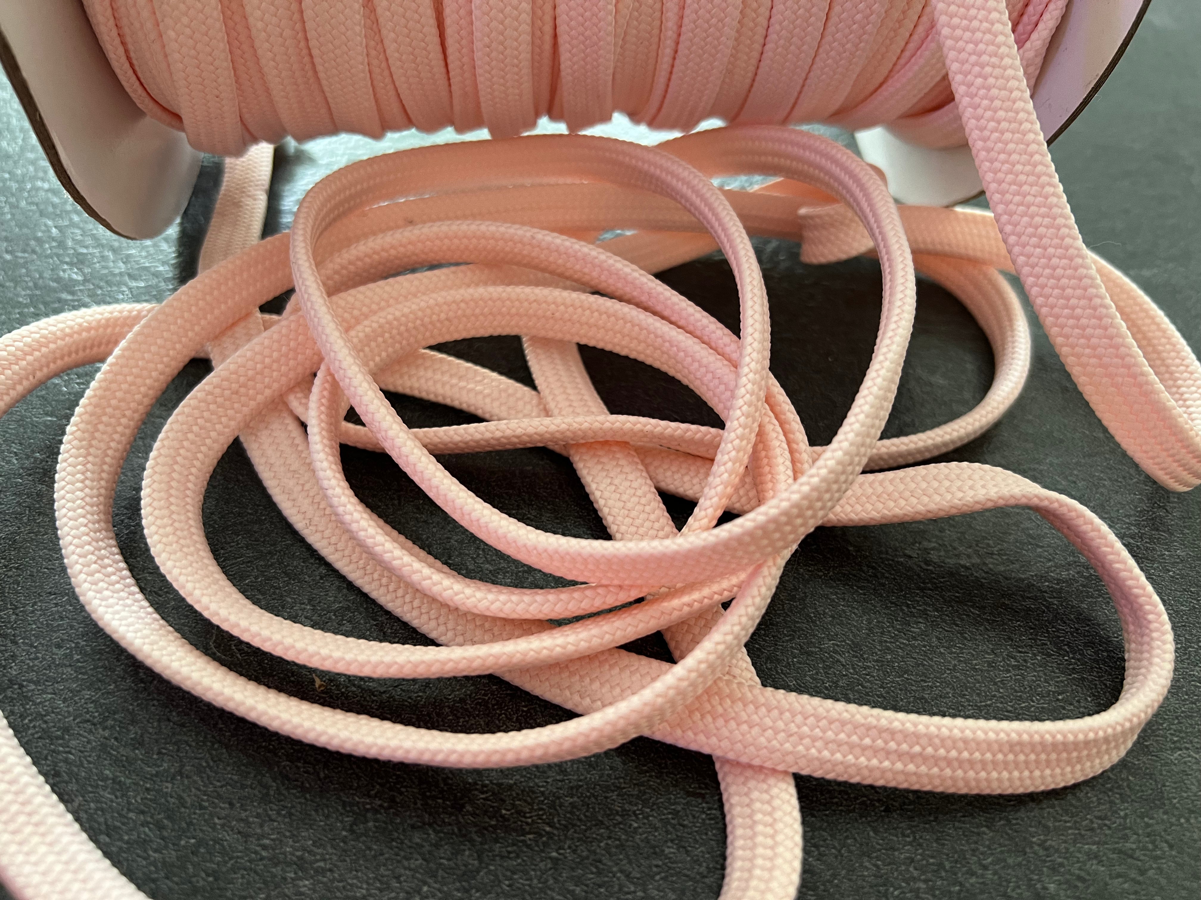 CORDON TRESSÉ PLAT ROSE LAYETTE 10mm - My Little Coupon