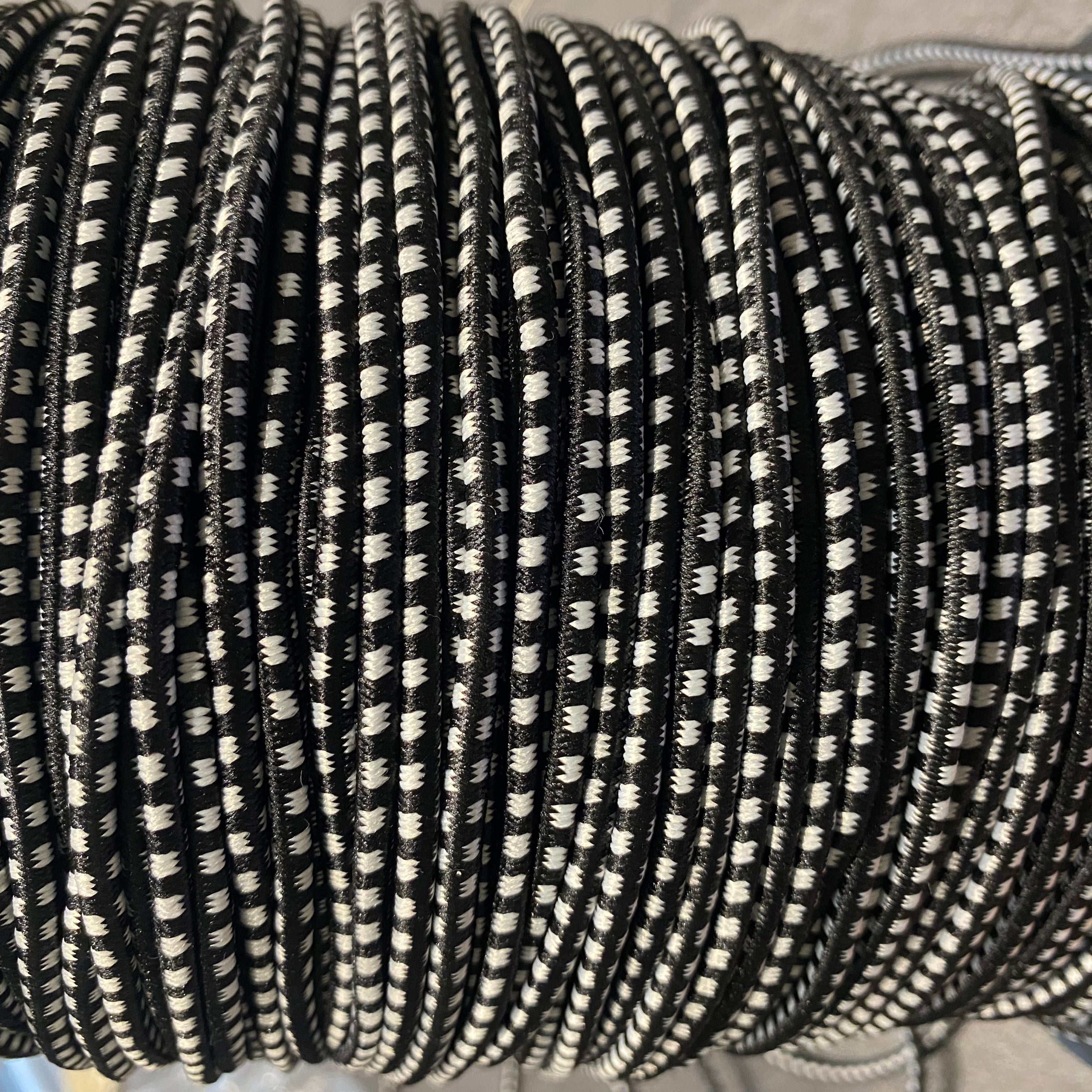 CORDON TRESSÉ ROND ELASTIQUE BLANC ET NOIR 5mm - My Little Coupon