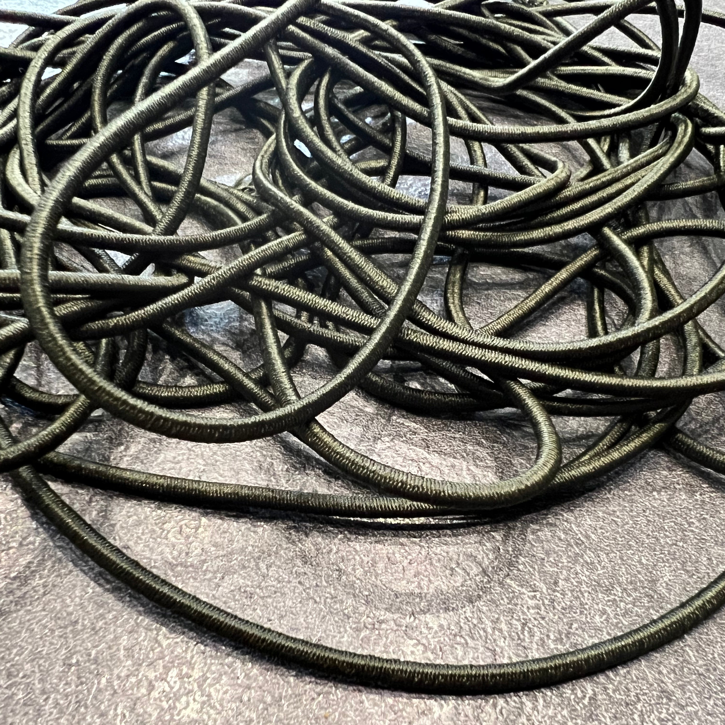 CORDON TRESSÉ ROND ELASTIQUE KAKI 4mm - My Little Coupon