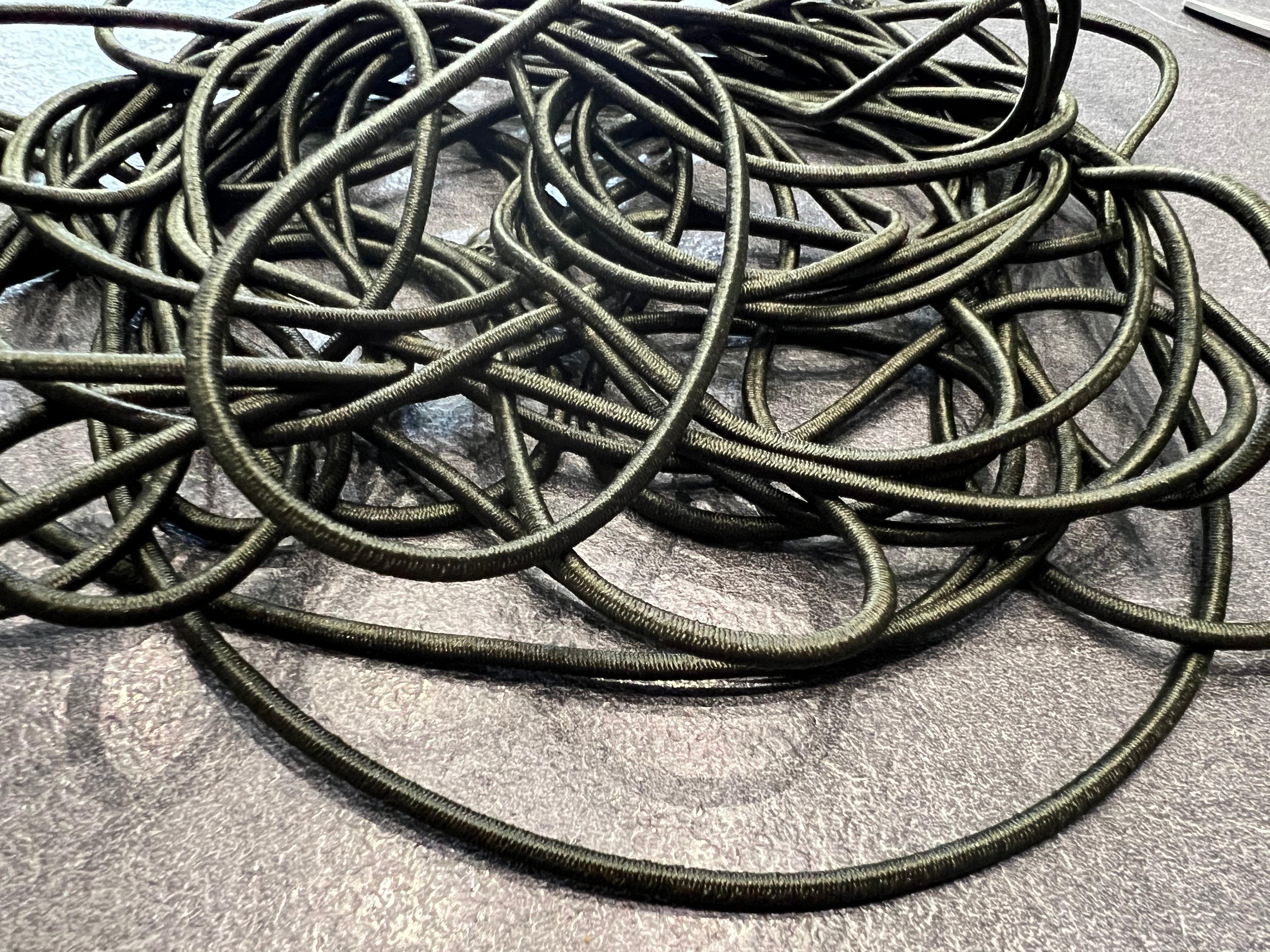 CORDON TRESSÉ ROND ELASTIQUE KAKI 4mm - My Little Coupon