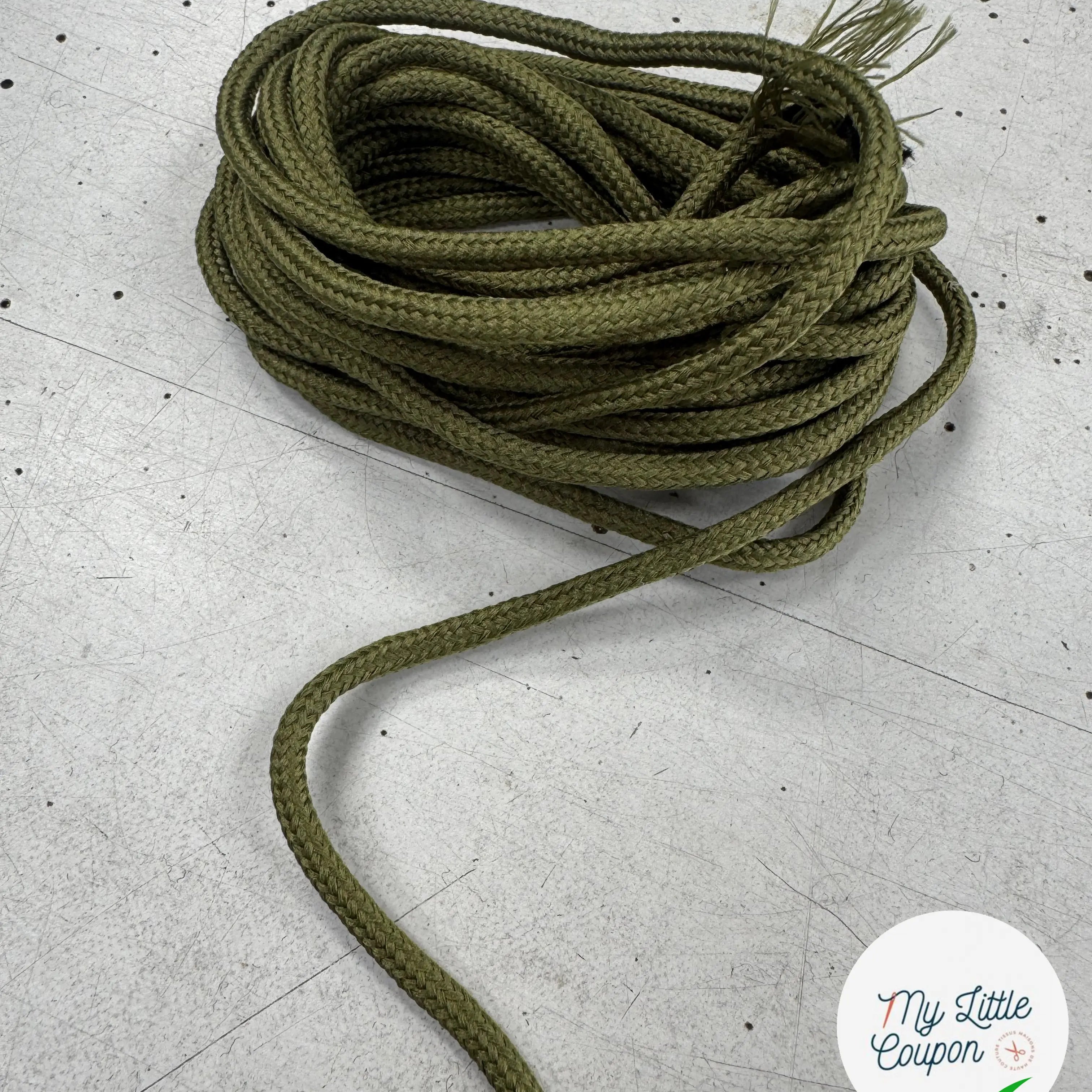 CORDON TRESSÉ ROND KAKI 4mm - My Little Coupon