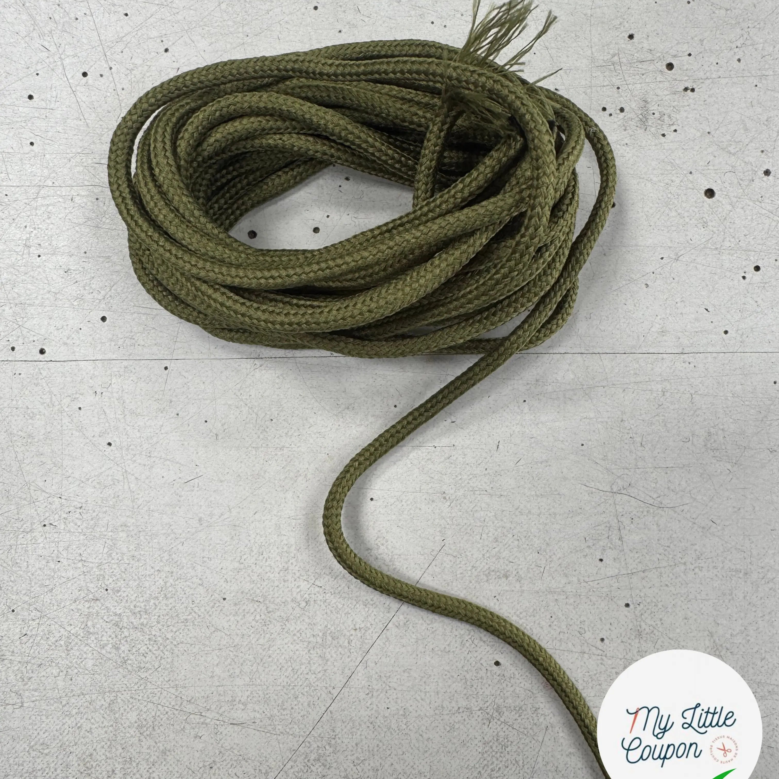 CORDON TRESSÉ ROND KAKI 4mm - My Little Coupon