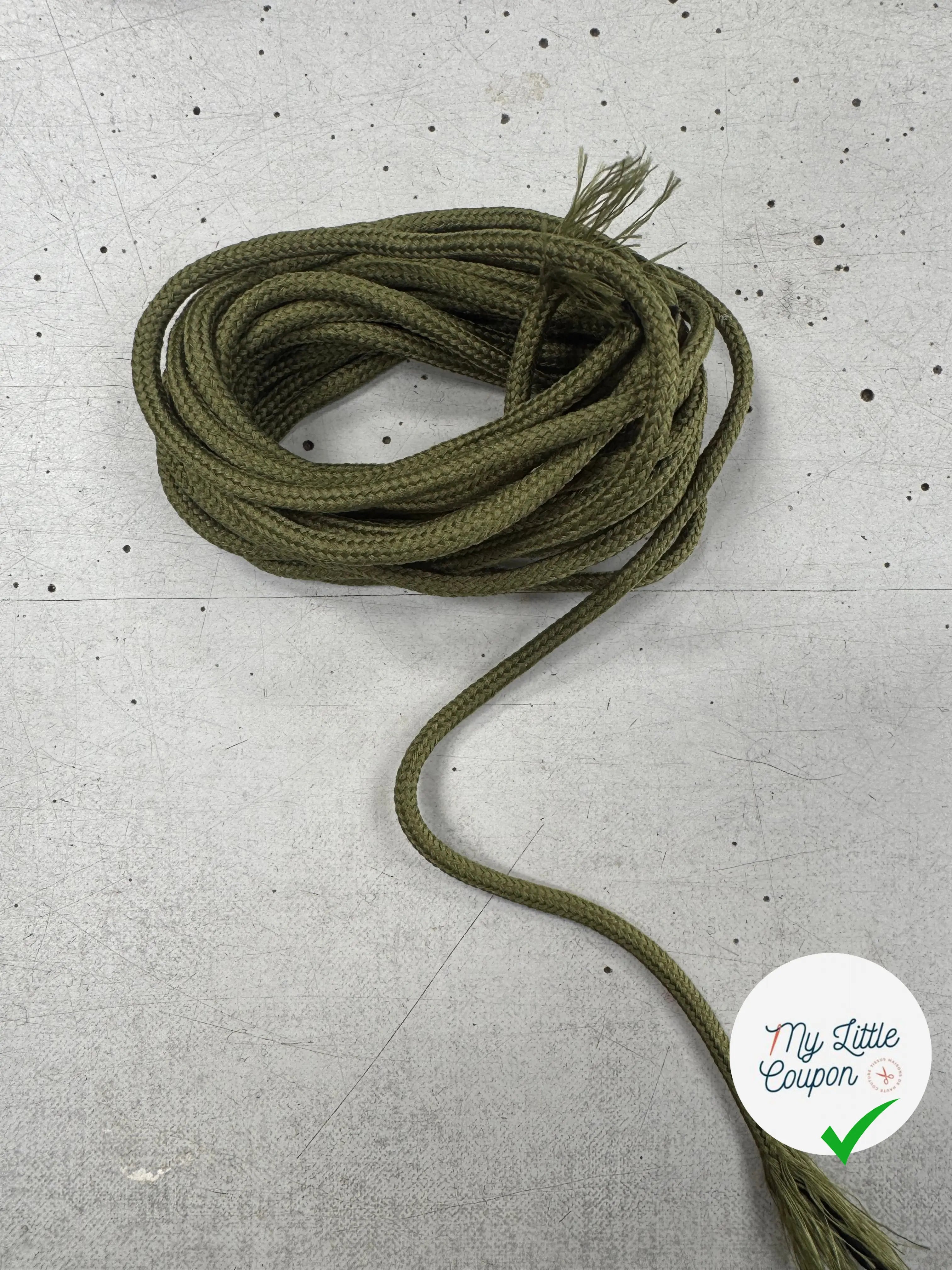 CORDON TRESSÉ ROND KAKI 4mm - My Little Coupon