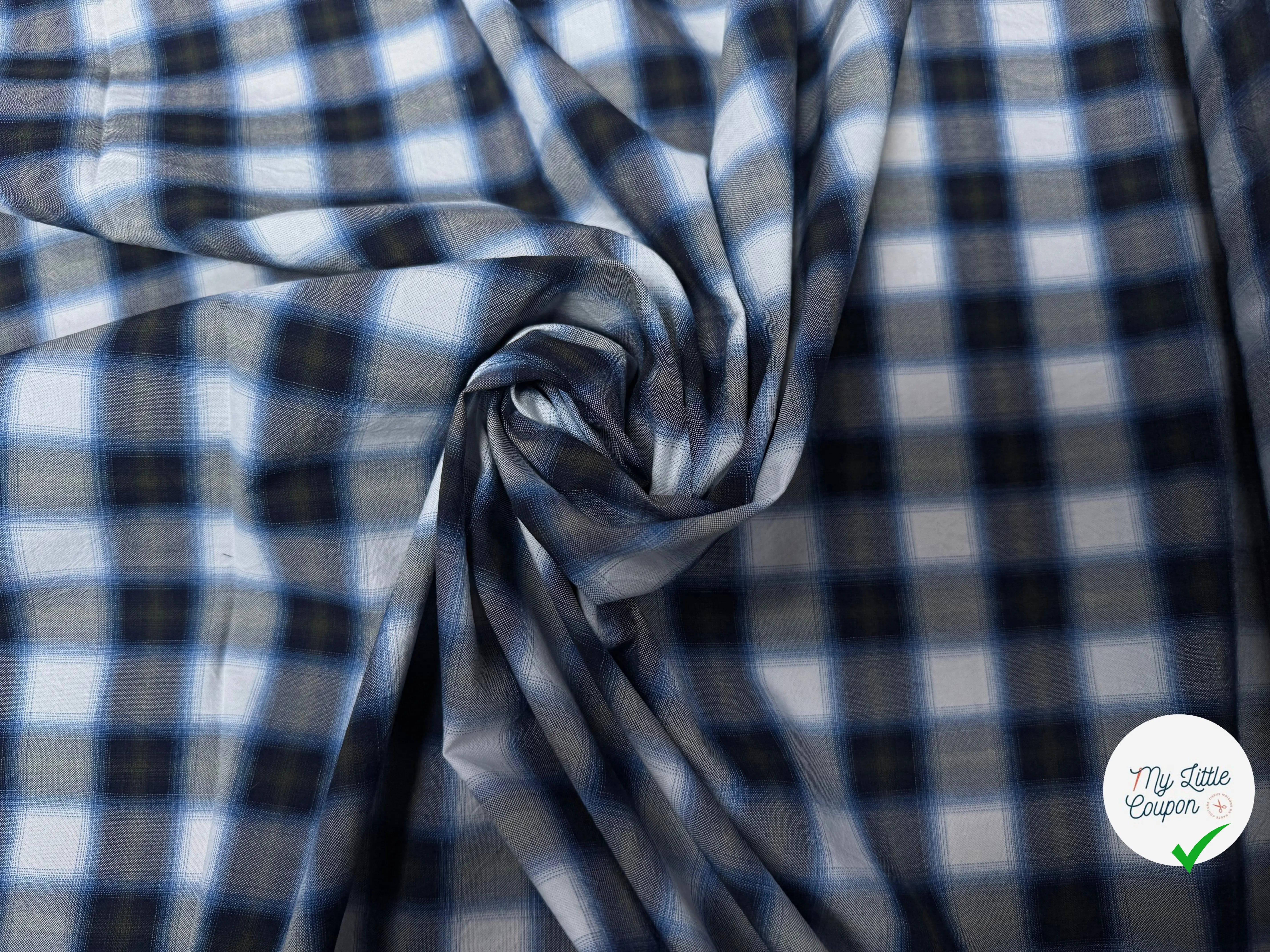 COTON A CARREAUX BLANC BLEU ET GRIS - My Little Coupon