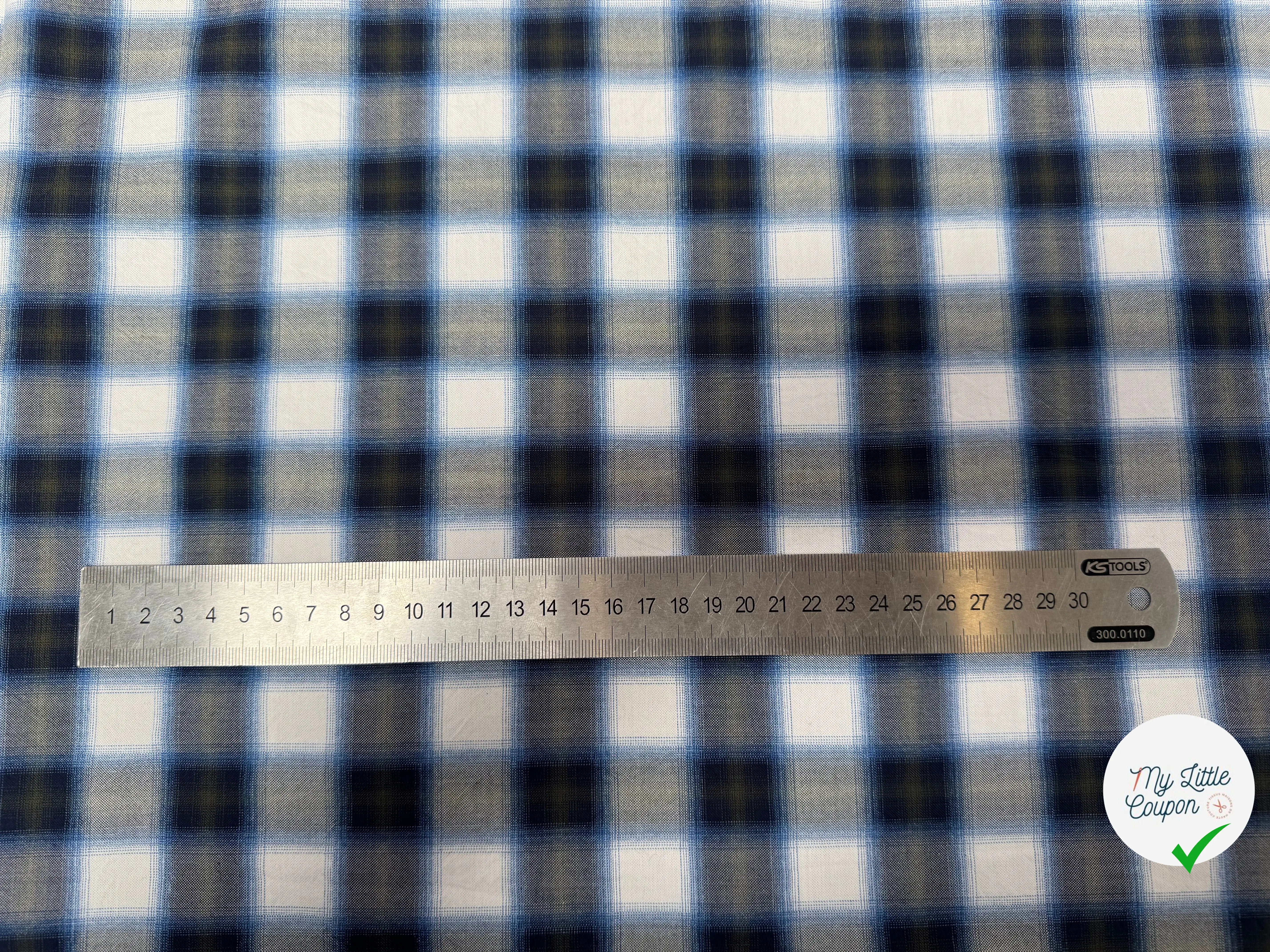 COTON A CARREAUX BLANC BLEU ET GRIS - My Little Coupon