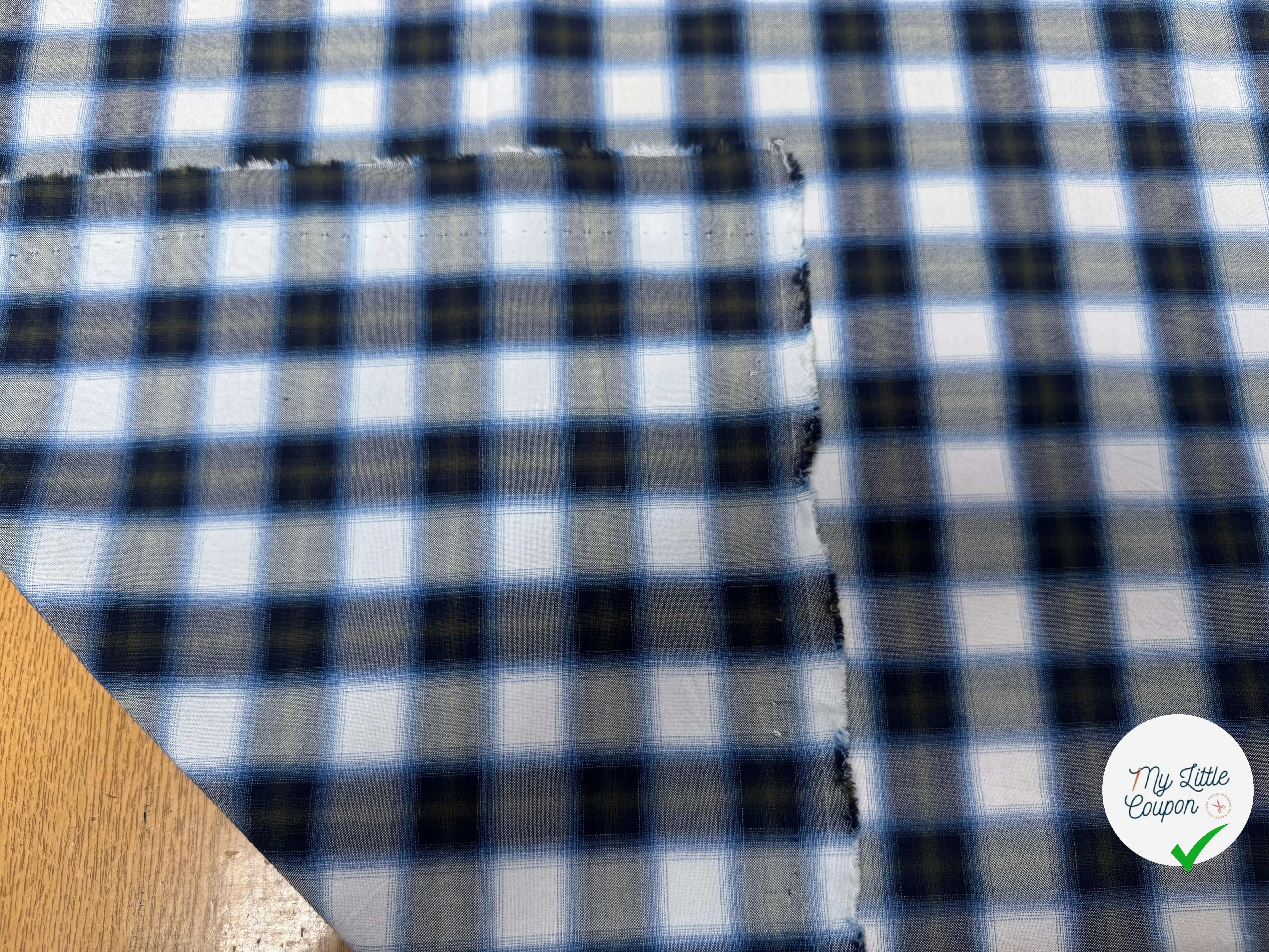 COTON A CARREAUX BLANC BLEU ET GRIS - My Little Coupon